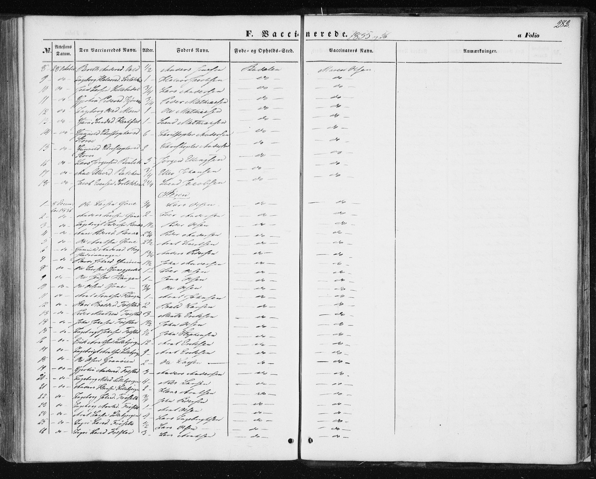 Ministerialprotokoller, klokkerbøker og fødselsregistre - Sør-Trøndelag, SAT/A-1456/687/L1000: Parish register (official) no. 687A06, 1848-1869, p. 282