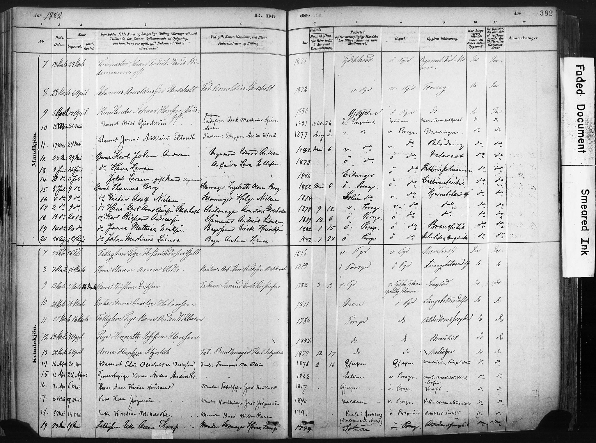 Porsgrunn kirkebøker , AV/SAKO-A-104/F/Fa/L0008: Parish register (official) no. 8, 1878-1895, p. 382