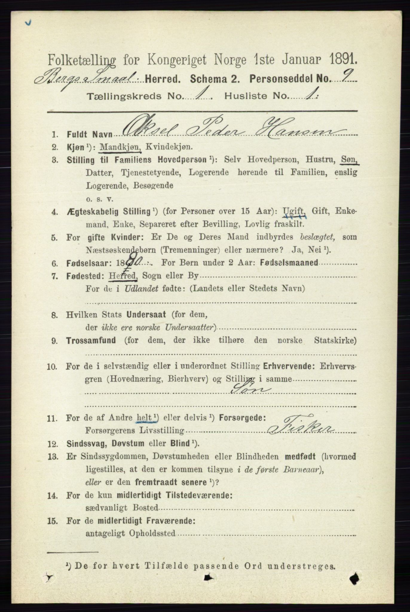 RA, 1891 census for 0116 Berg, 1891, p. 166