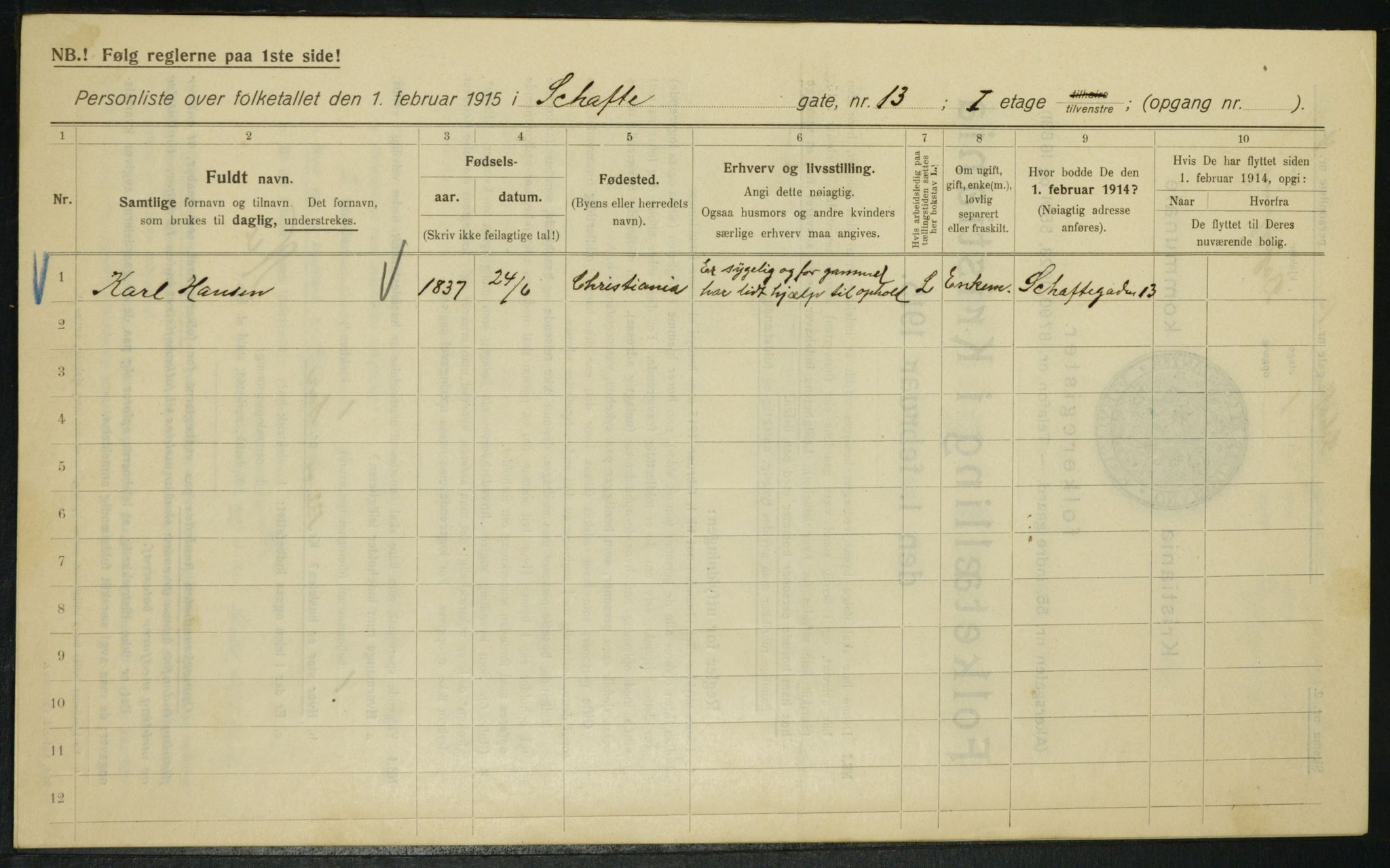 OBA, Municipal Census 1915 for Kristiania, 1915, p. 89052