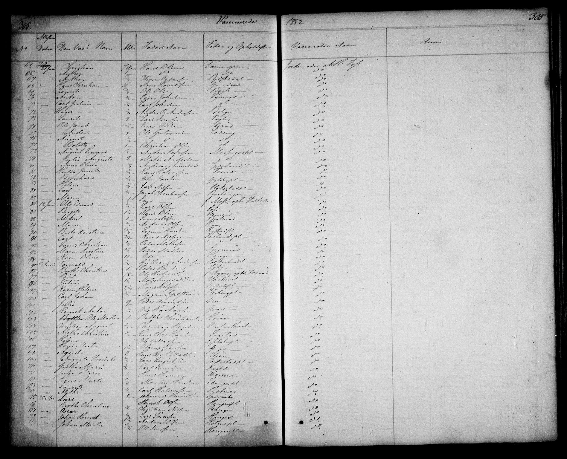 Våler prestekontor Kirkebøker, AV/SAO-A-11083/F/Fa/L0006: Parish register (official) no. I 6, 1840-1861, p. 305