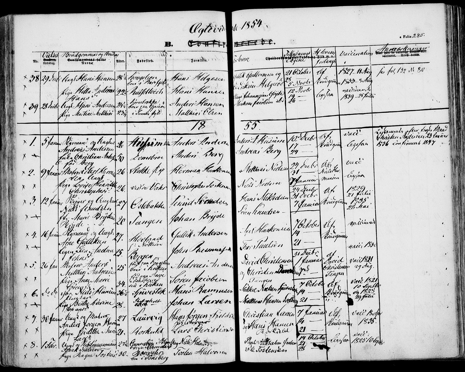 Stokke kirkebøker, SAKO/A-320/F/Fa/L0007: Parish register (official) no. I 7, 1844-1857, p. 285