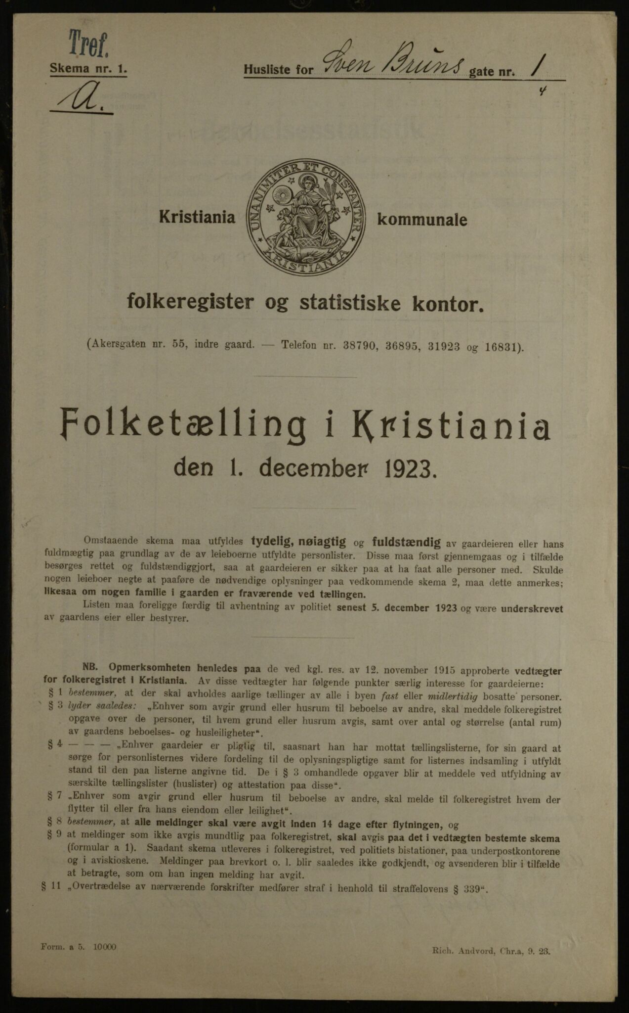 OBA, Municipal Census 1923 for Kristiania, 1923, p. 116140