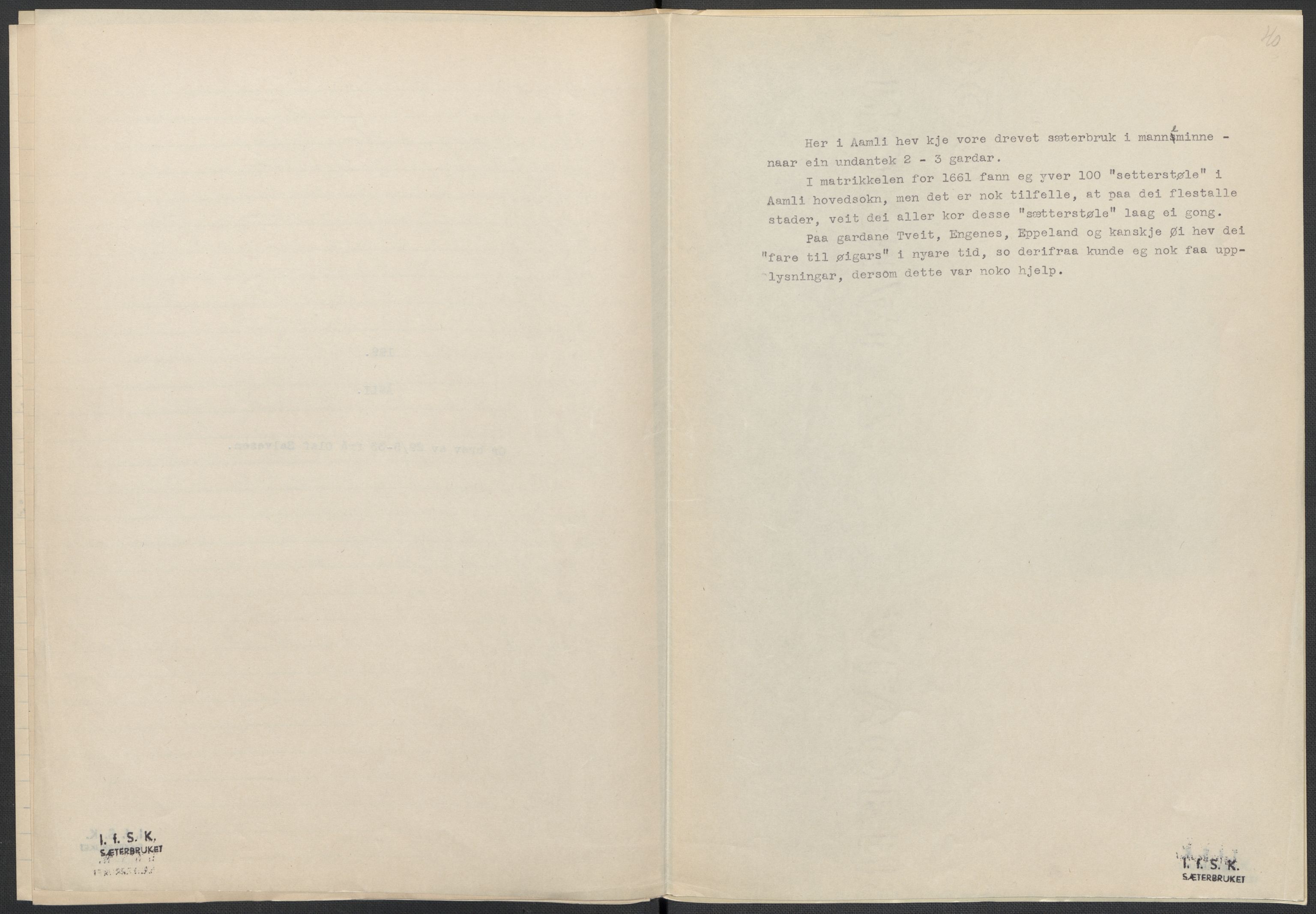 Instituttet for sammenlignende kulturforskning, AV/RA-PA-0424/F/Fc/L0008/0001: Eske B8: / Aust-Agder (perm XIX), 1932-1938, p. 40