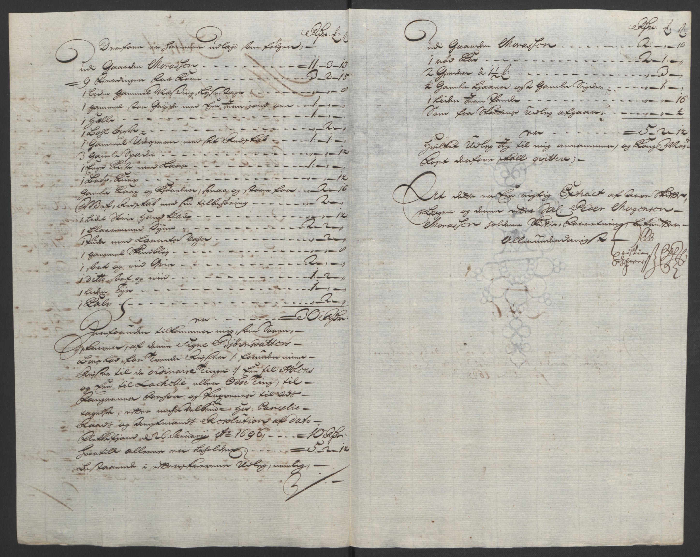 Rentekammeret inntil 1814, Reviderte regnskaper, Fogderegnskap, RA/EA-4092/R43/L2545: Fogderegnskap Lista og Mandal, 1694-1695, p. 255
