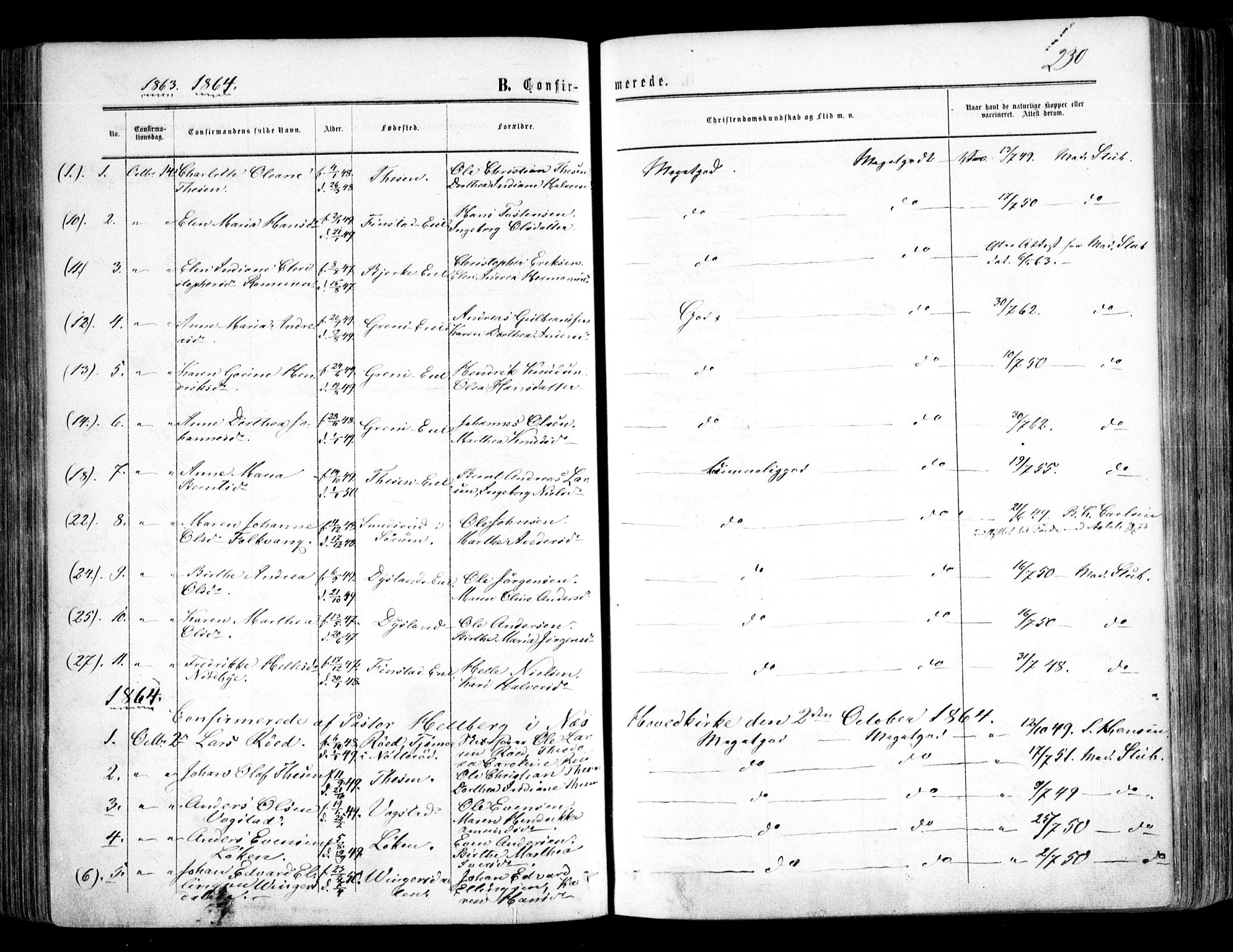 Nes prestekontor Kirkebøker, AV/SAO-A-10410/F/Fa/L0008: Parish register (official) no. I 8, 1859-1874, p. 230