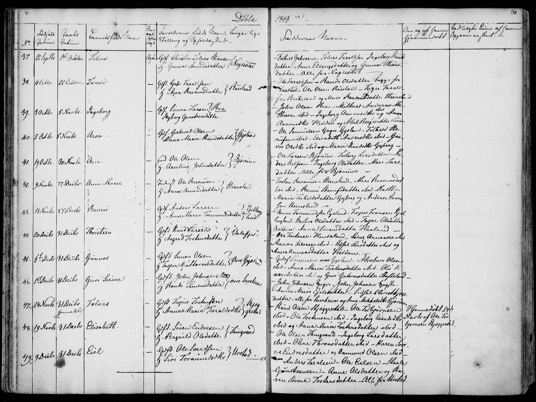 Hægebostad sokneprestkontor, AV/SAK-1111-0024/F/Fa/Faa/L0004: Parish register (official) no. A 4, 1834-1864, p. 30