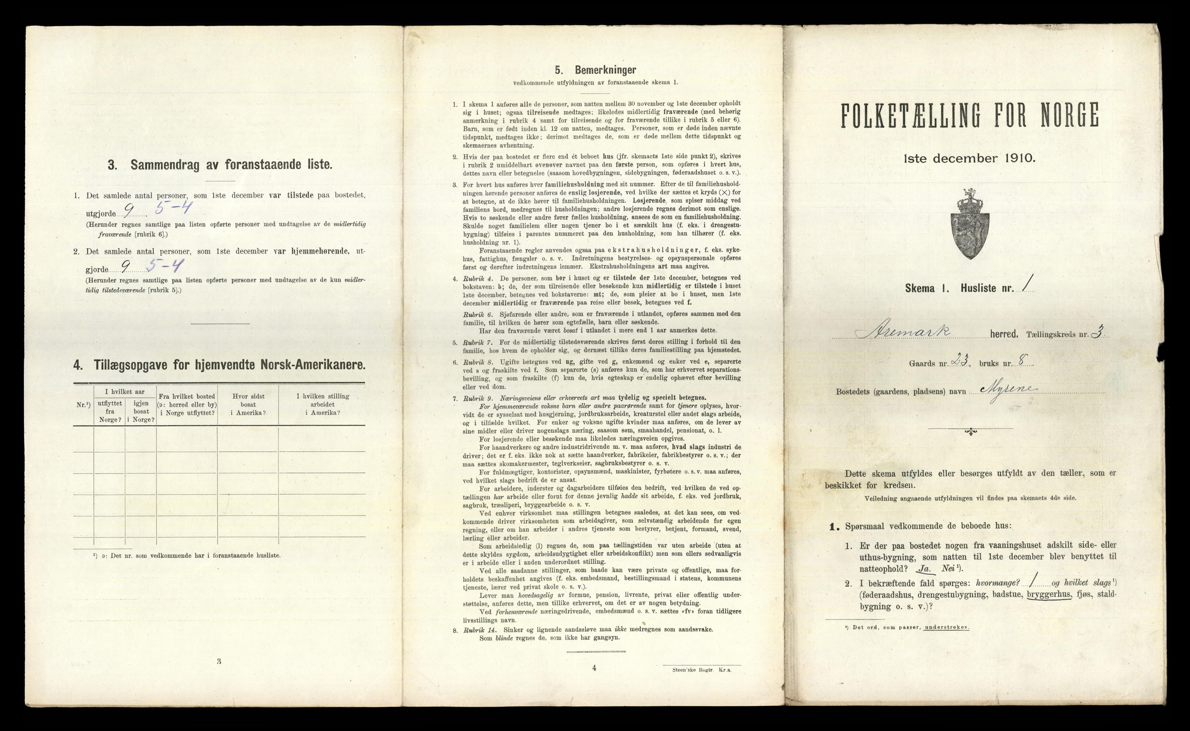 RA, 1910 census for Aremark, 1910, p. 301