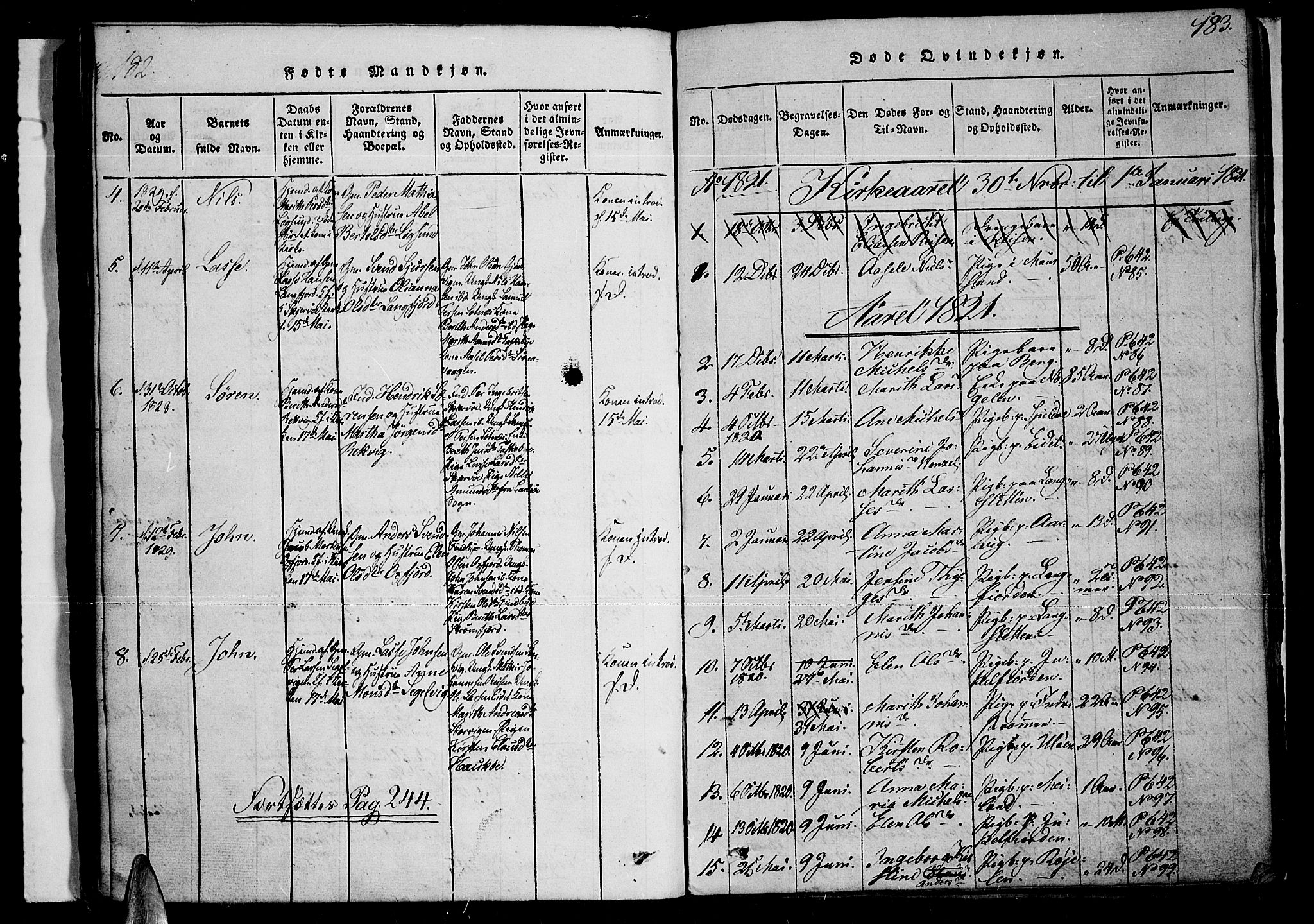Skjervøy sokneprestkontor, SATØ/S-1300/H/Ha/Haa/L0004kirke: Parish register (official) no. 4, 1820-1838, p. 182-183