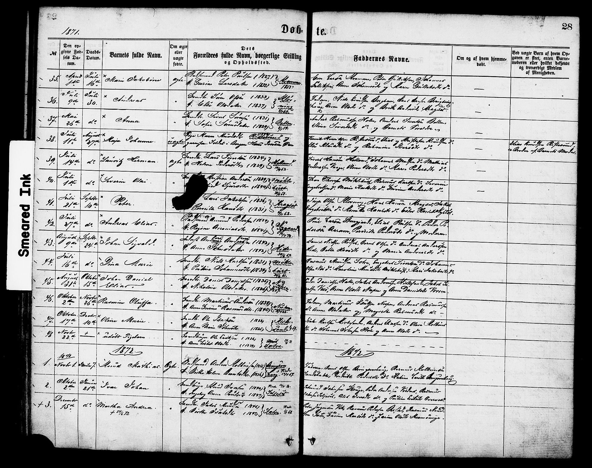 Ministerialprotokoller, klokkerbøker og fødselsregistre - Møre og Romsdal, AV/SAT-A-1454/503/L0035: Parish register (official) no. 503A03, 1865-1884, p. 28