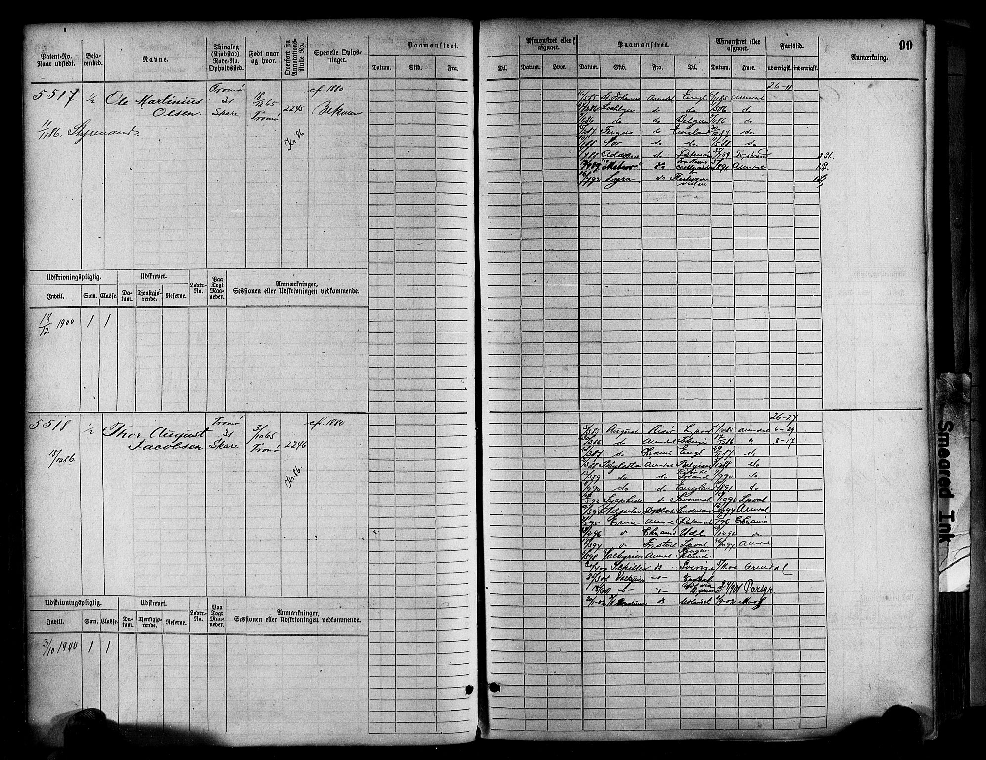 Arendal mønstringskrets, AV/SAK-2031-0012/F/Fb/L0017: Hovedrulle A nr 5323-6076, S-15, 1884-1892, p. 100