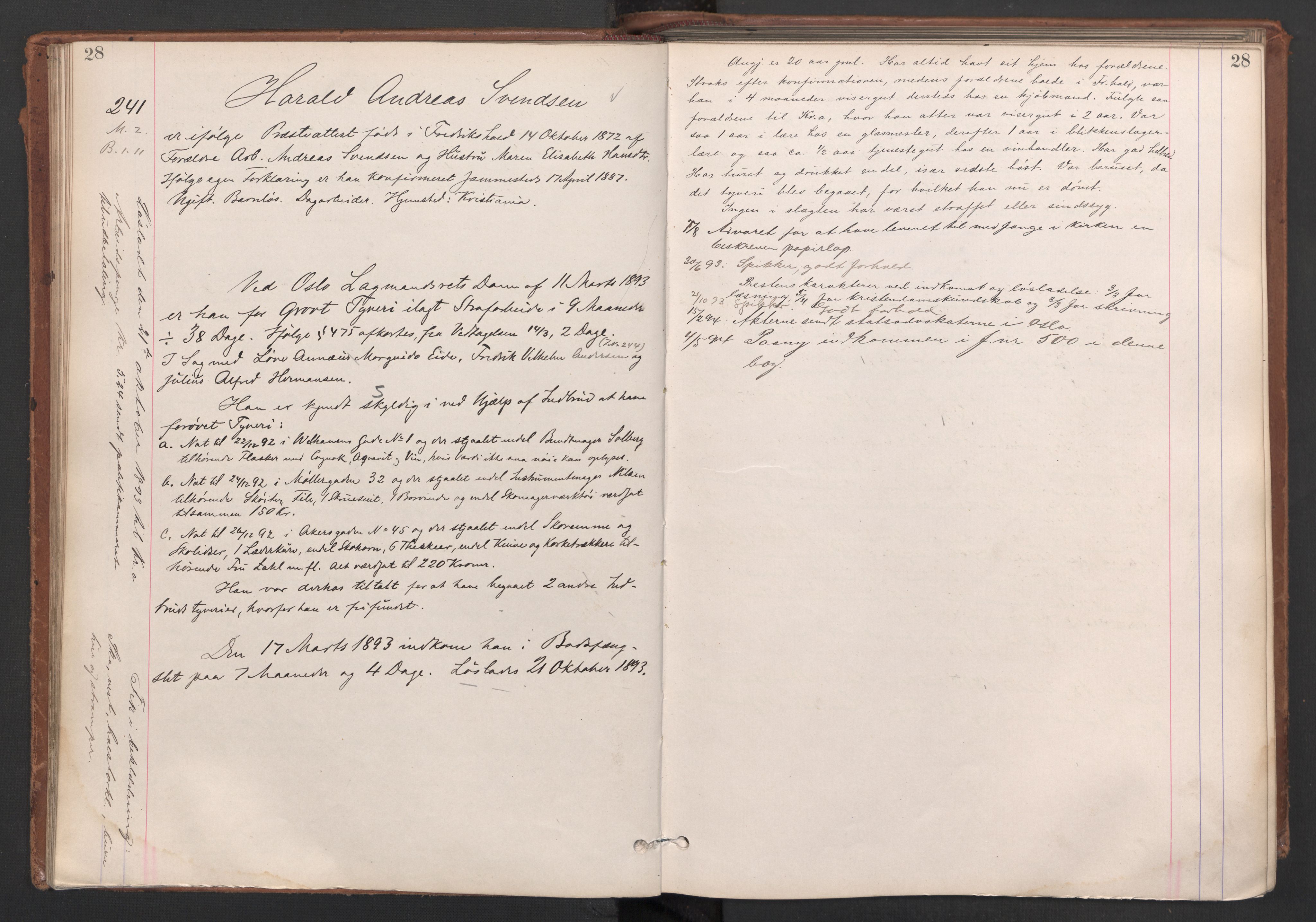 Botsfengslet, AV/RA-S-1539/D/Db/Dbb/L0028: 214i - 506i, 1893-1894, p. 28
