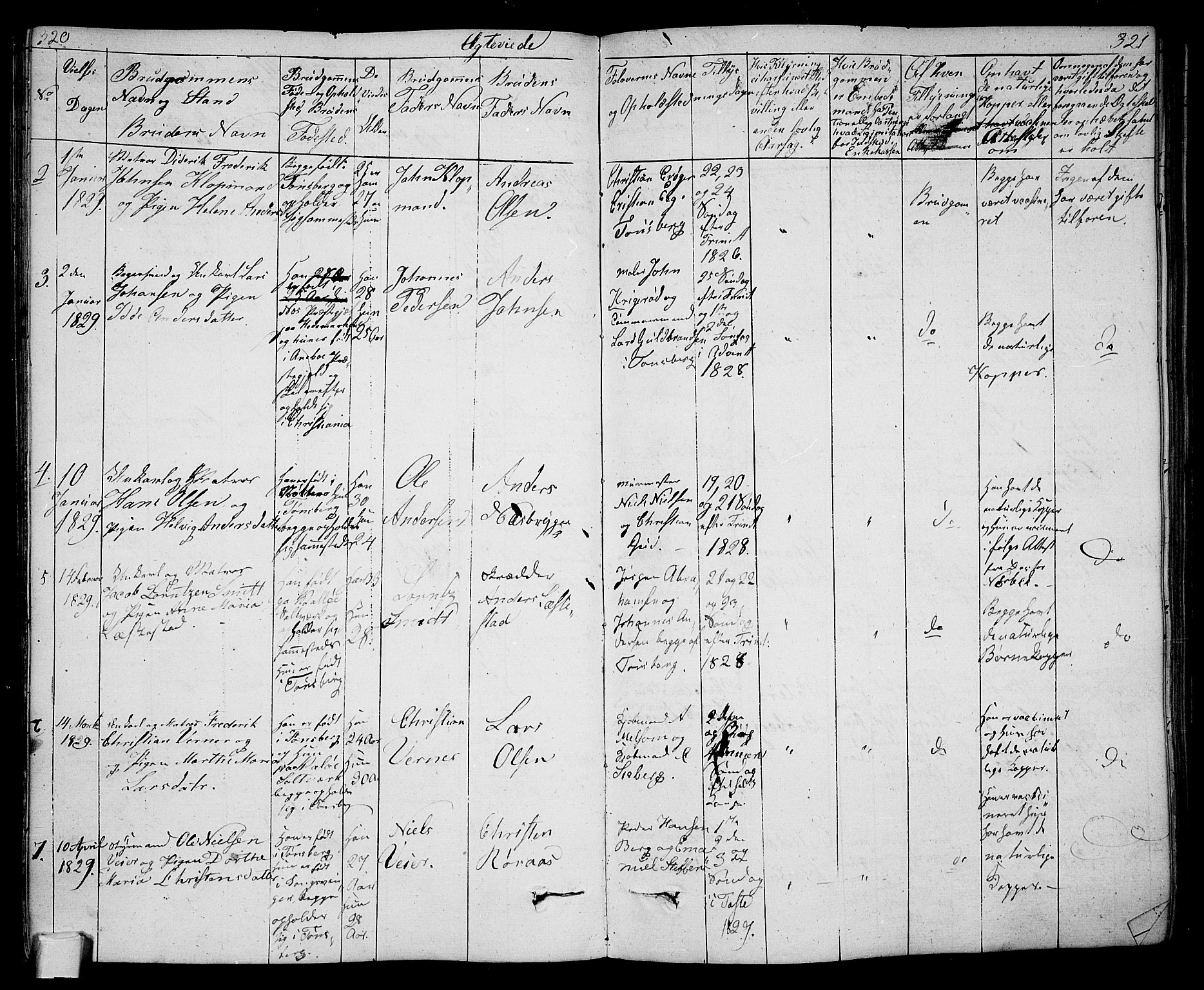 Tønsberg kirkebøker, AV/SAKO-A-330/F/Fa/L0005: Parish register (official) no. I 5, 1827-1836, p. 320-321