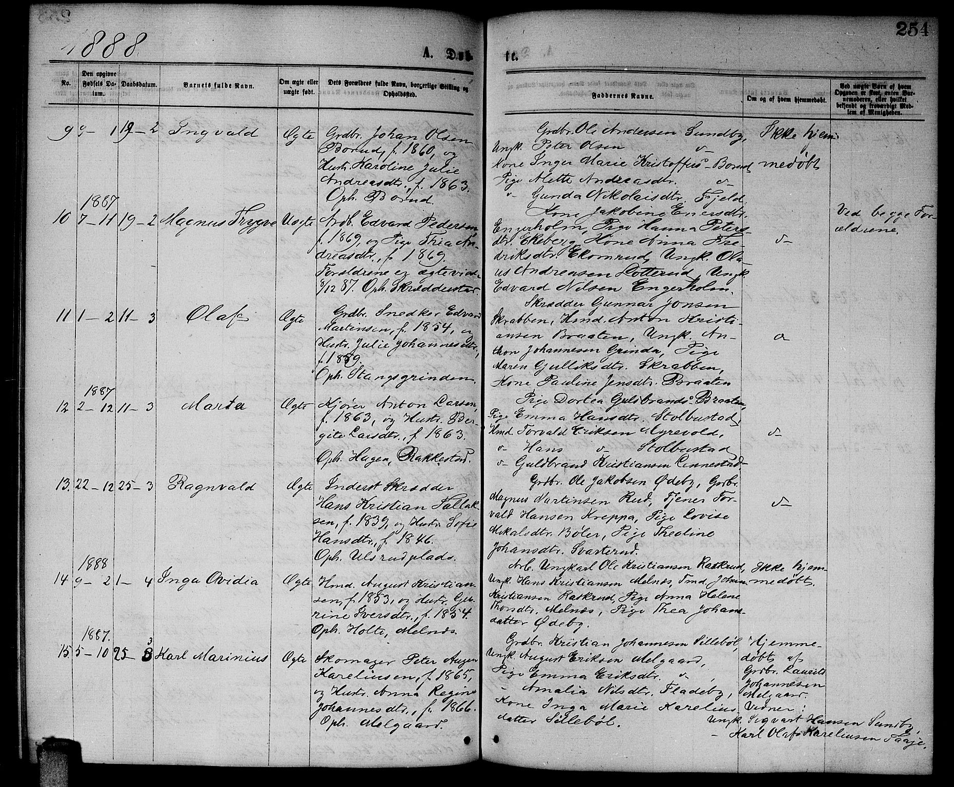 Enebakk prestekontor Kirkebøker, AV/SAO-A-10171c/G/Ga/L0005: Parish register (copy) no. I 5, 1867-1888, p. 254