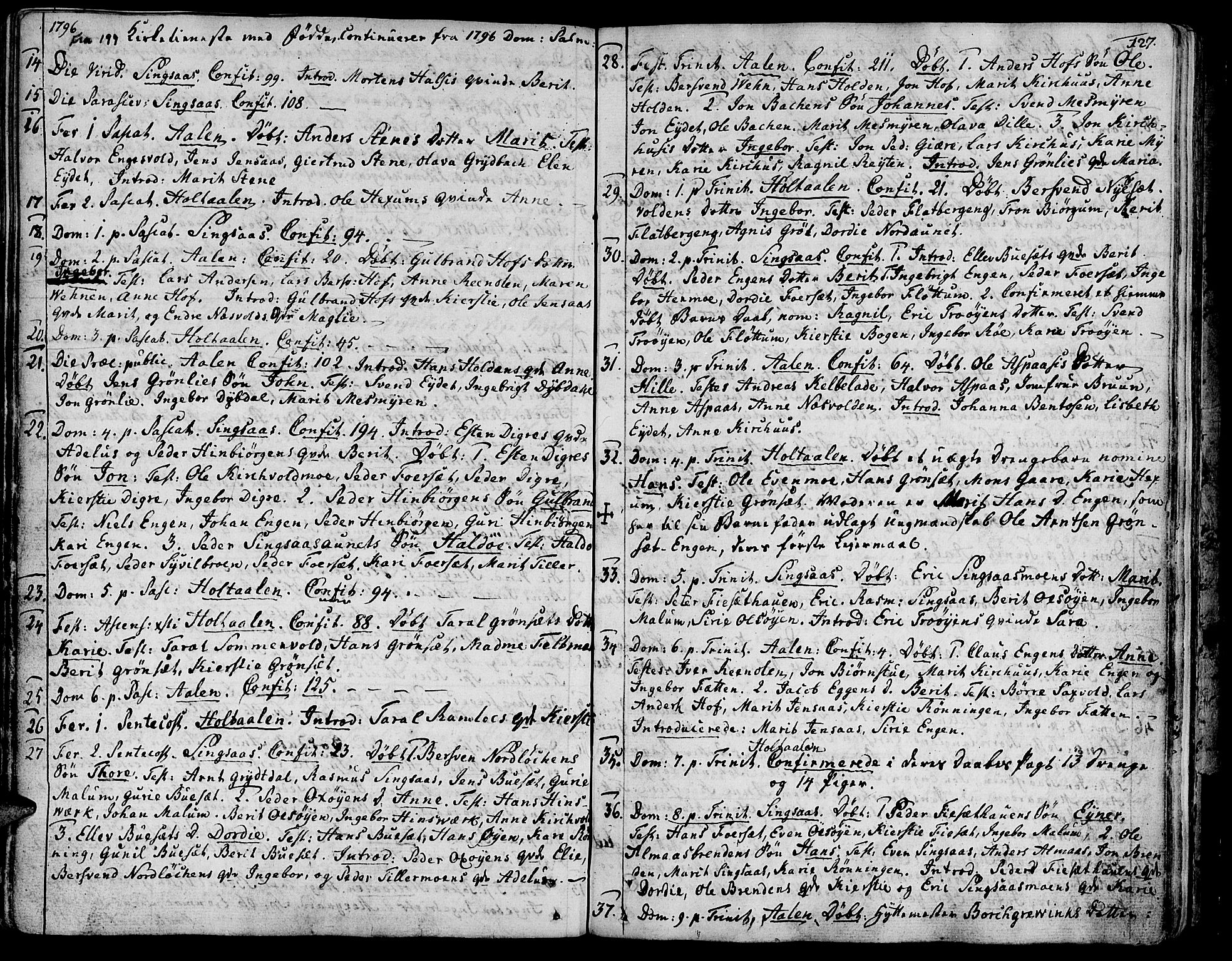 Ministerialprotokoller, klokkerbøker og fødselsregistre - Sør-Trøndelag, SAT/A-1456/685/L0952: Parish register (official) no. 685A01, 1745-1804, p. 127