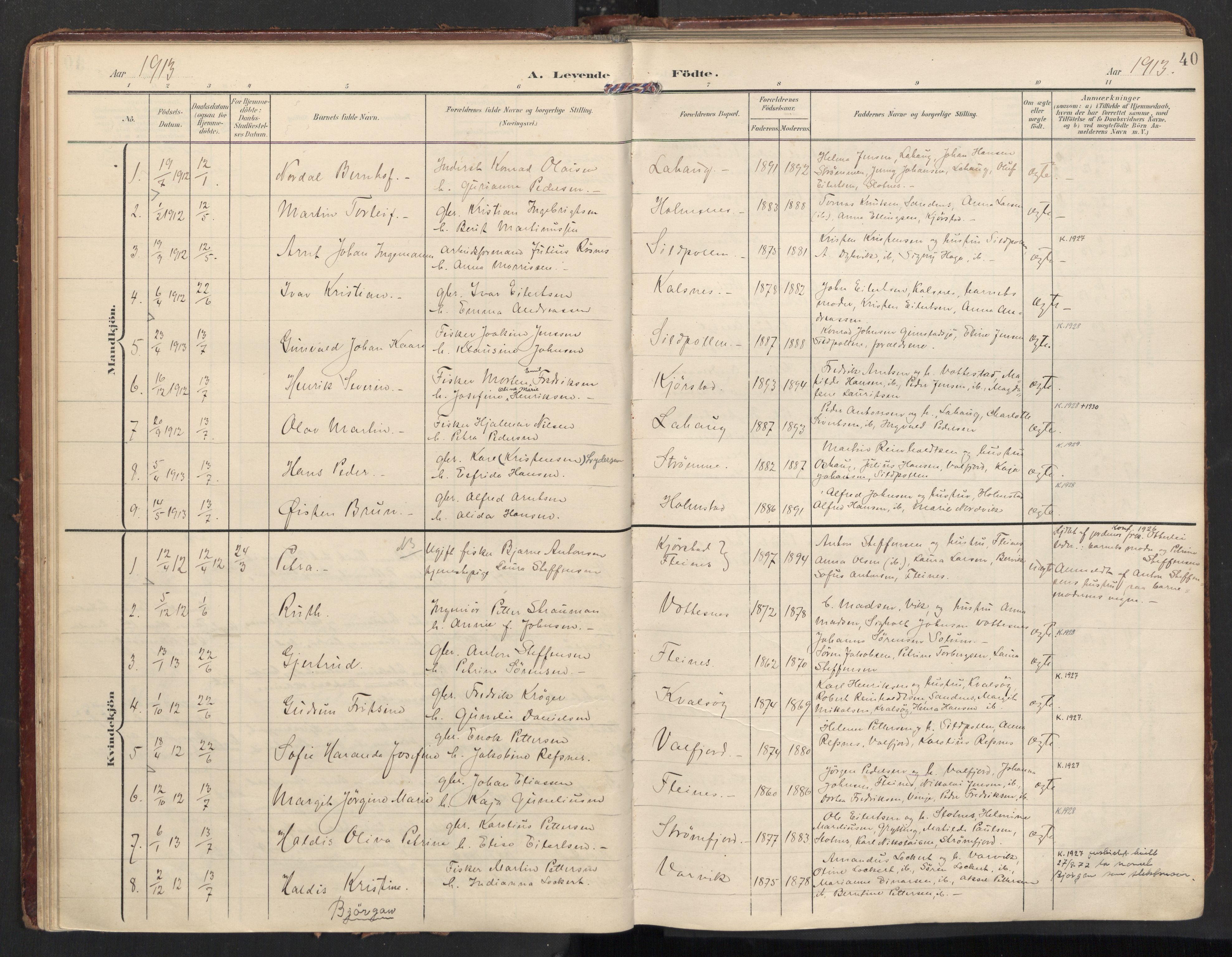Ministerialprotokoller, klokkerbøker og fødselsregistre - Nordland, SAT/A-1459/890/L1287: Parish register (official) no. 890A02, 1903-1915, p. 40