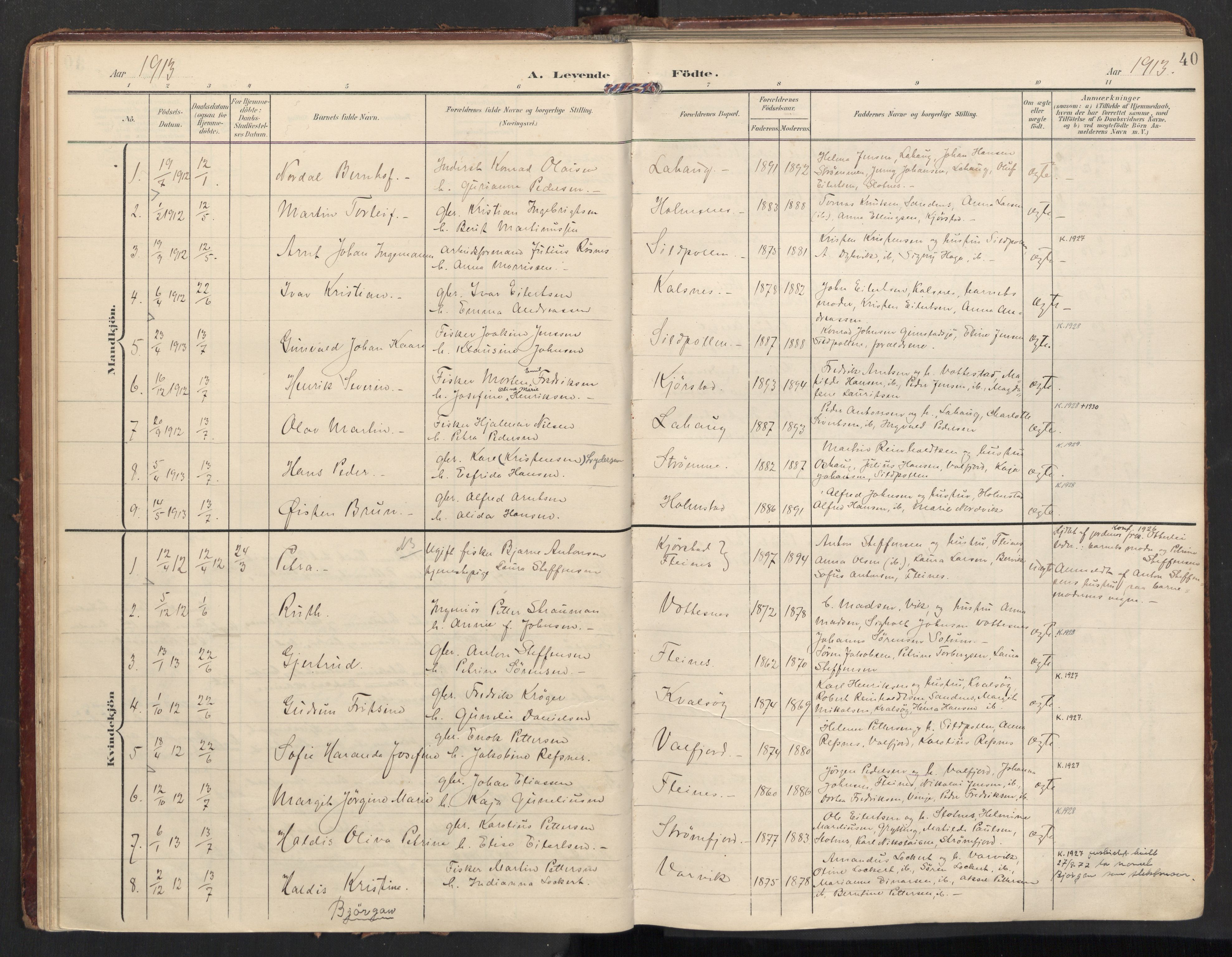 Ministerialprotokoller, klokkerbøker og fødselsregistre - Nordland, AV/SAT-A-1459/890/L1287: Parish register (official) no. 890A02, 1903-1915, p. 40