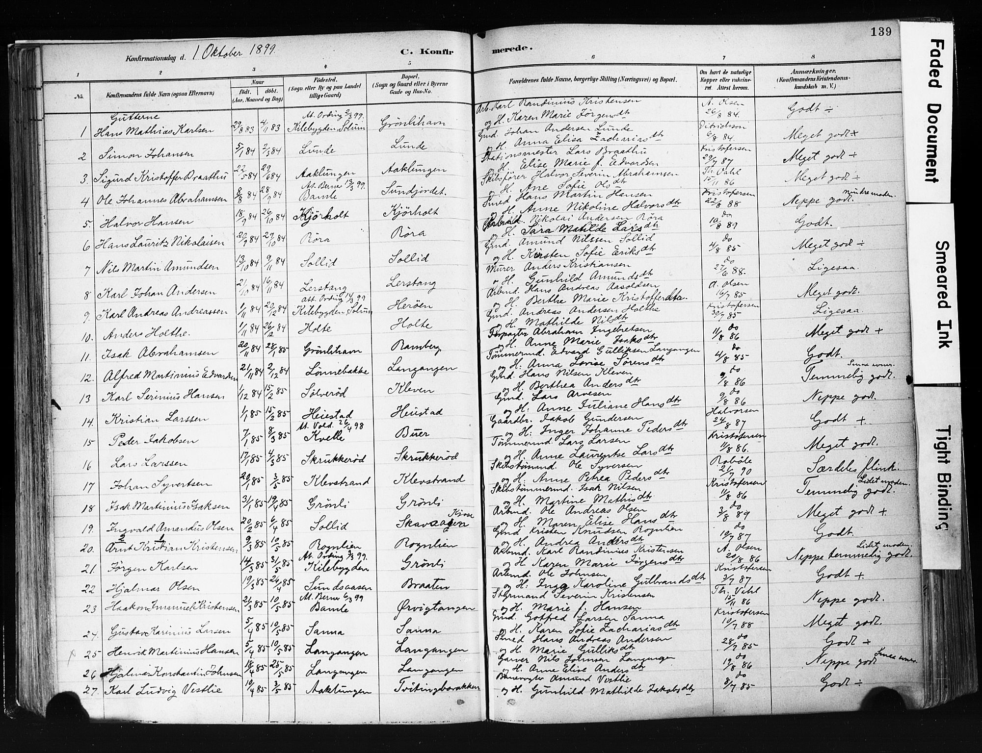 Eidanger kirkebøker, SAKO/A-261/F/Fa/L0012: Parish register (official) no. 12, 1879-1900, p. 139