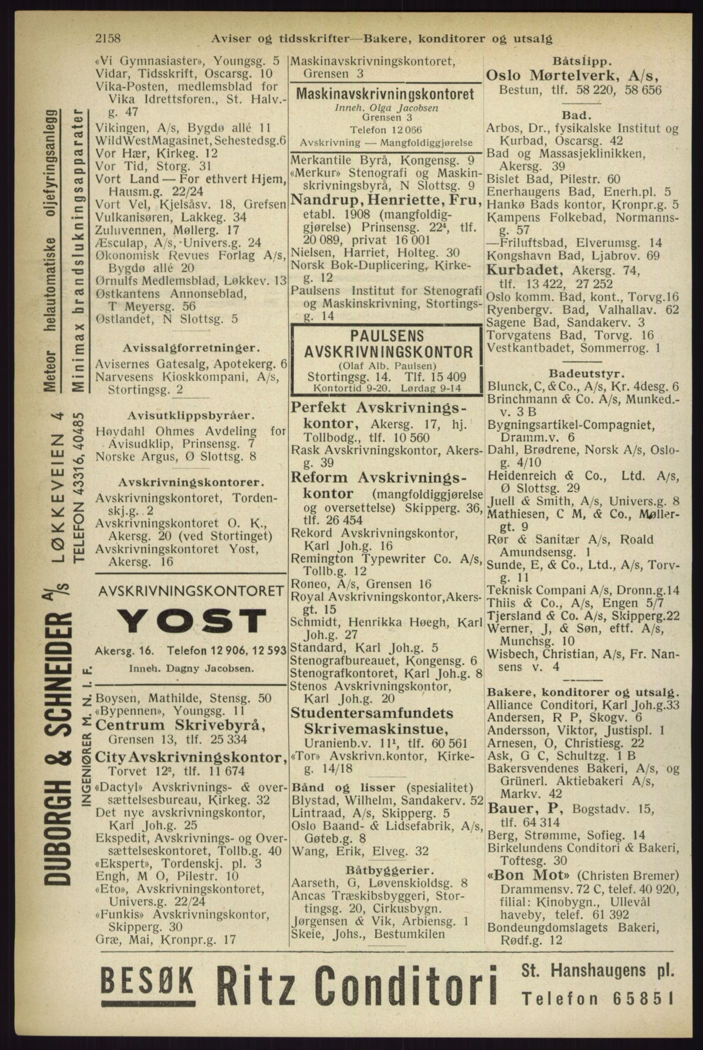Kristiania/Oslo adressebok, PUBL/-, 1933, p. 2158