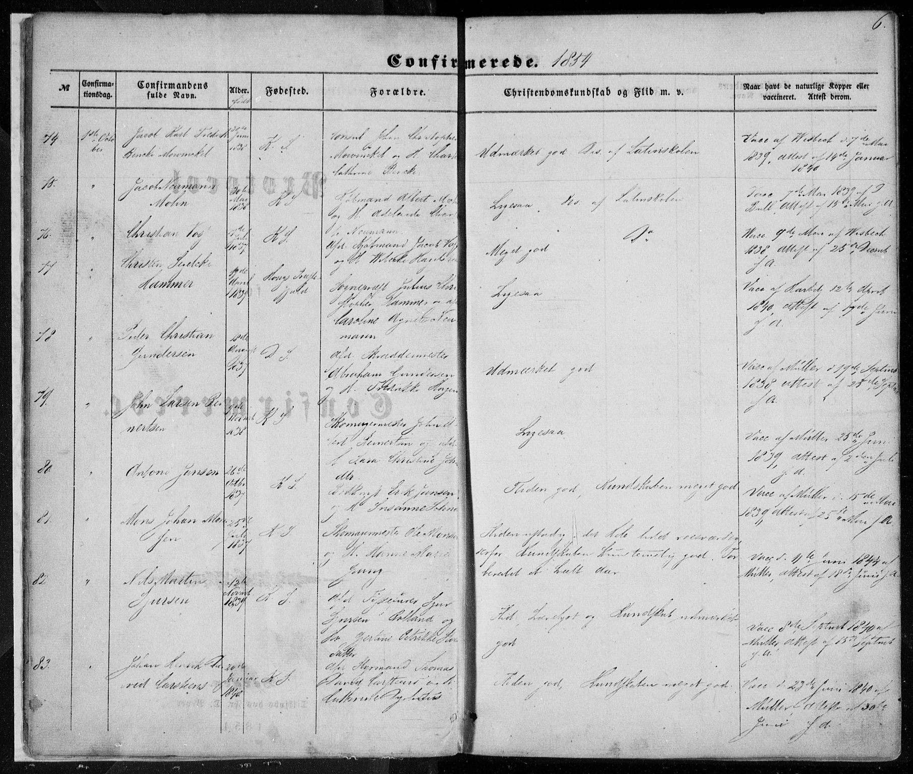 Korskirken sokneprestembete, SAB/A-76101/H/Haa/L0027: Parish register (official) no. C 3, 1854-1868, p. 6