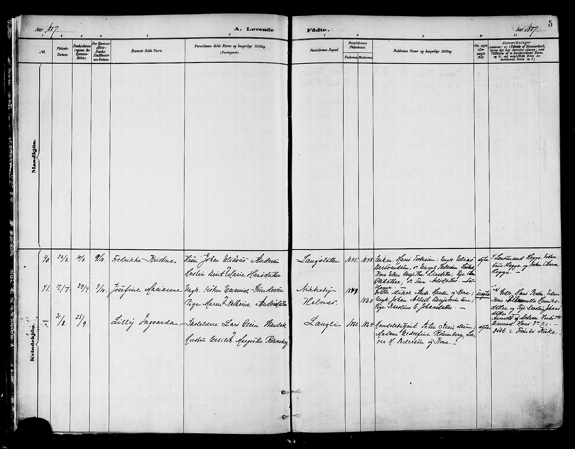 Skjervøy sokneprestkontor, SATØ/S-1300/H/Ha/Haa/L0010kirke: Parish register (official) no. 10, 1887-1898, p. 5