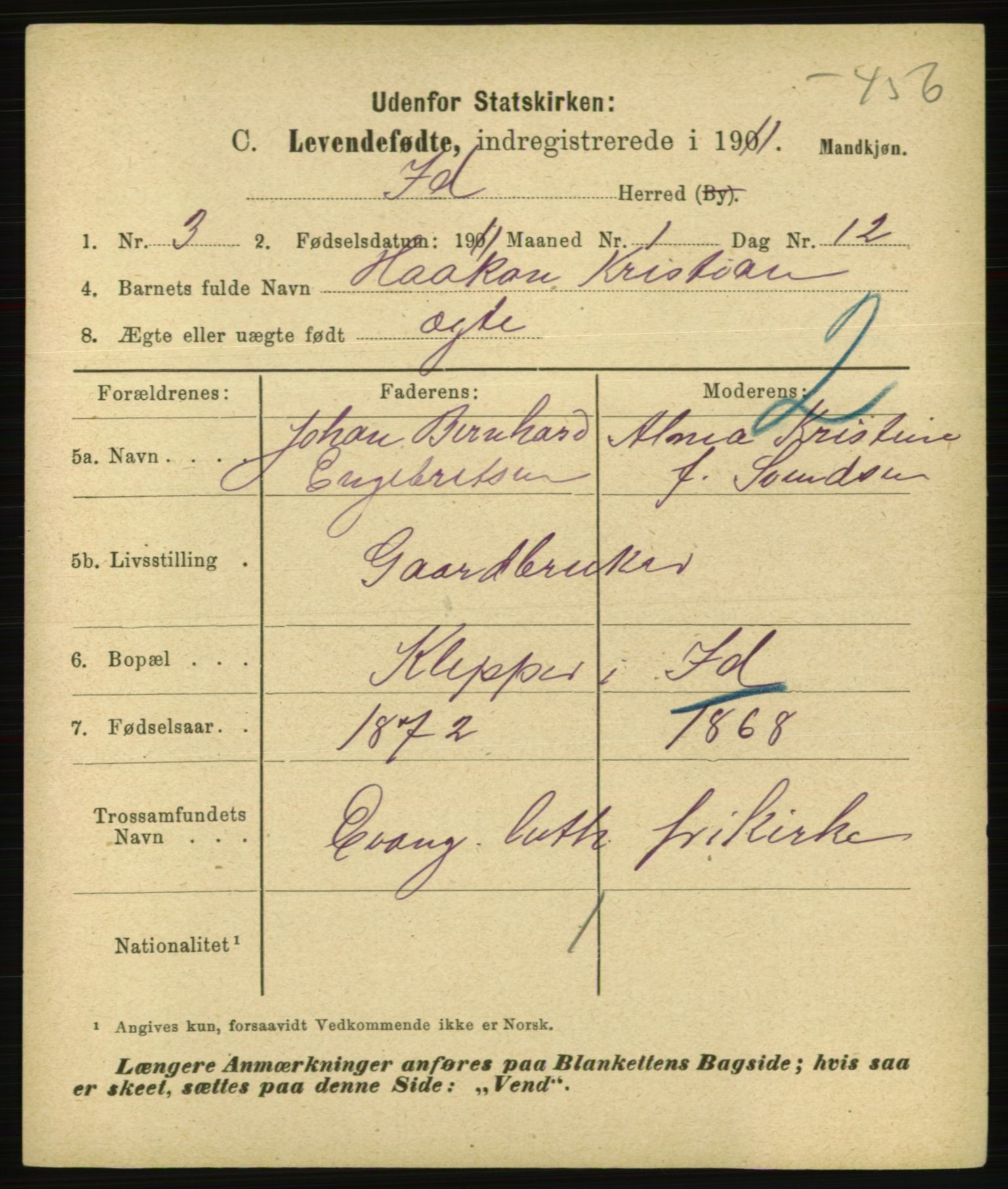 Statistisk sentralbyrå, Sosiodemografiske emner, Befolkning, AV/RA-S-2228/E/L0009: Fødte, gifte, døde dissentere., 1911, p. 9