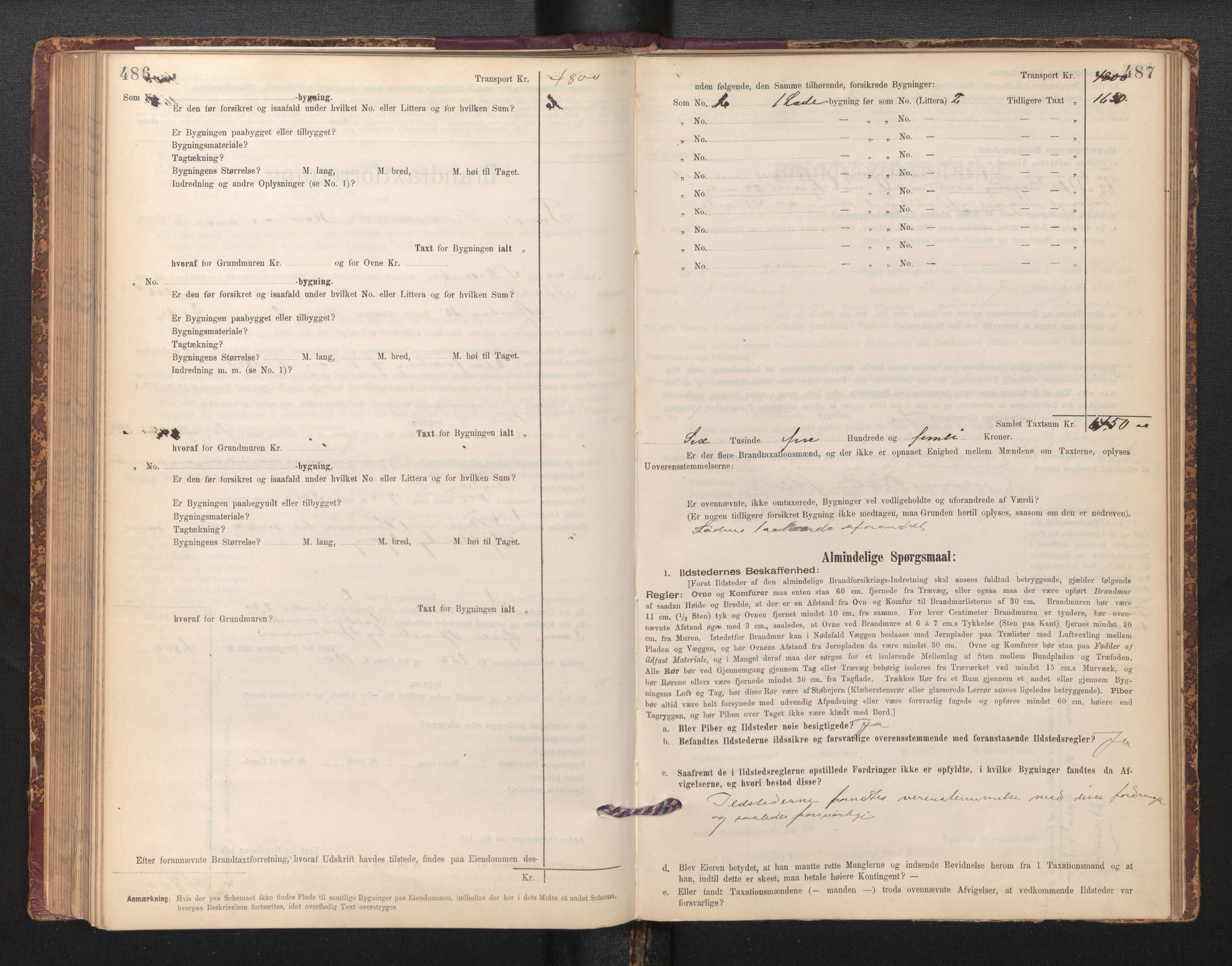 Lensmannen i Sund og Austevoll, AV/SAB-A-35201/0012/L0003: Branntakstprotokoll, skjematakst, 1894-1917, p. 486-487