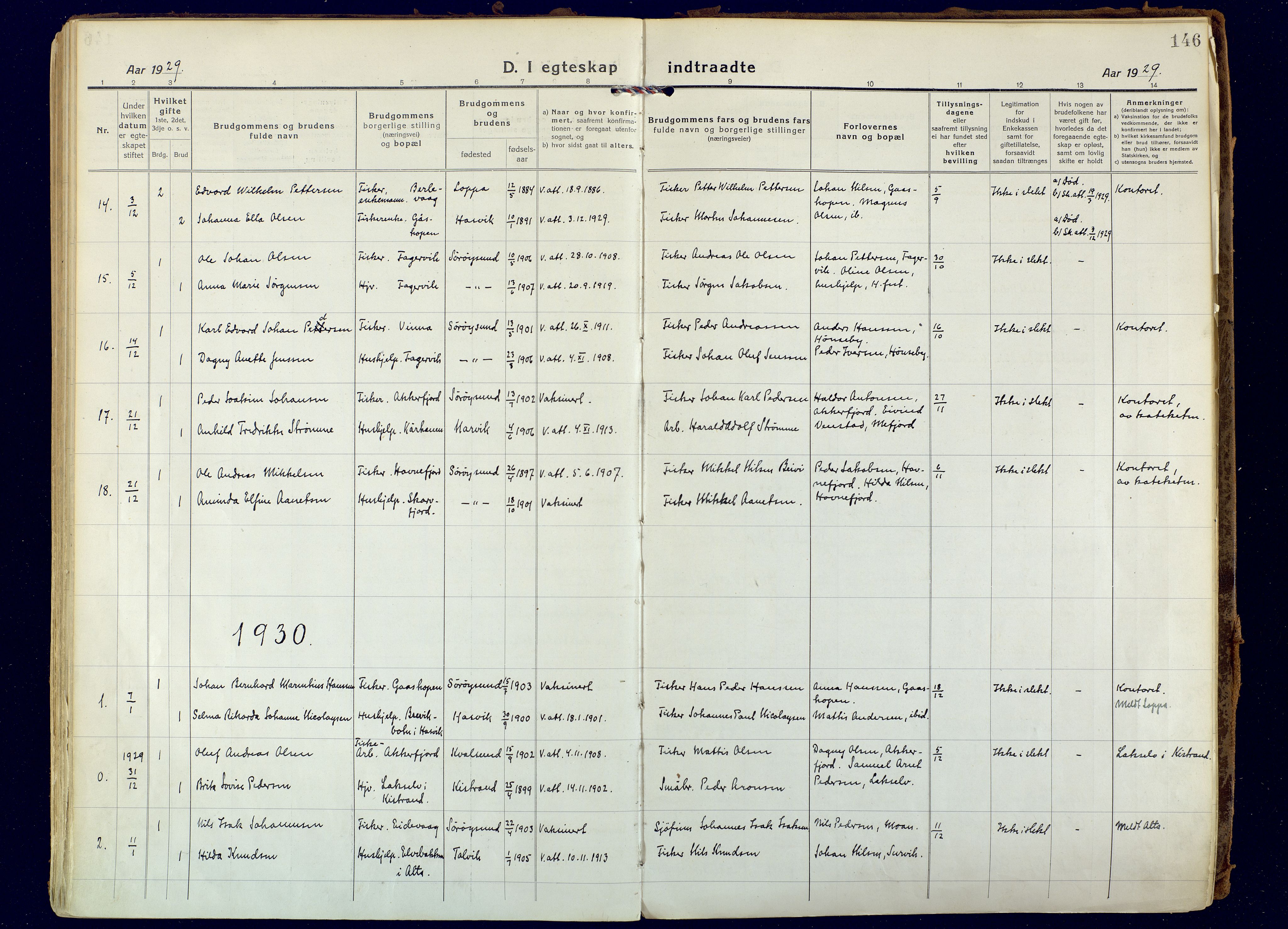 Hammerfest sokneprestkontor, SATØ/S-1347: Parish register (official) no. 18, 1918-1933, p. 146