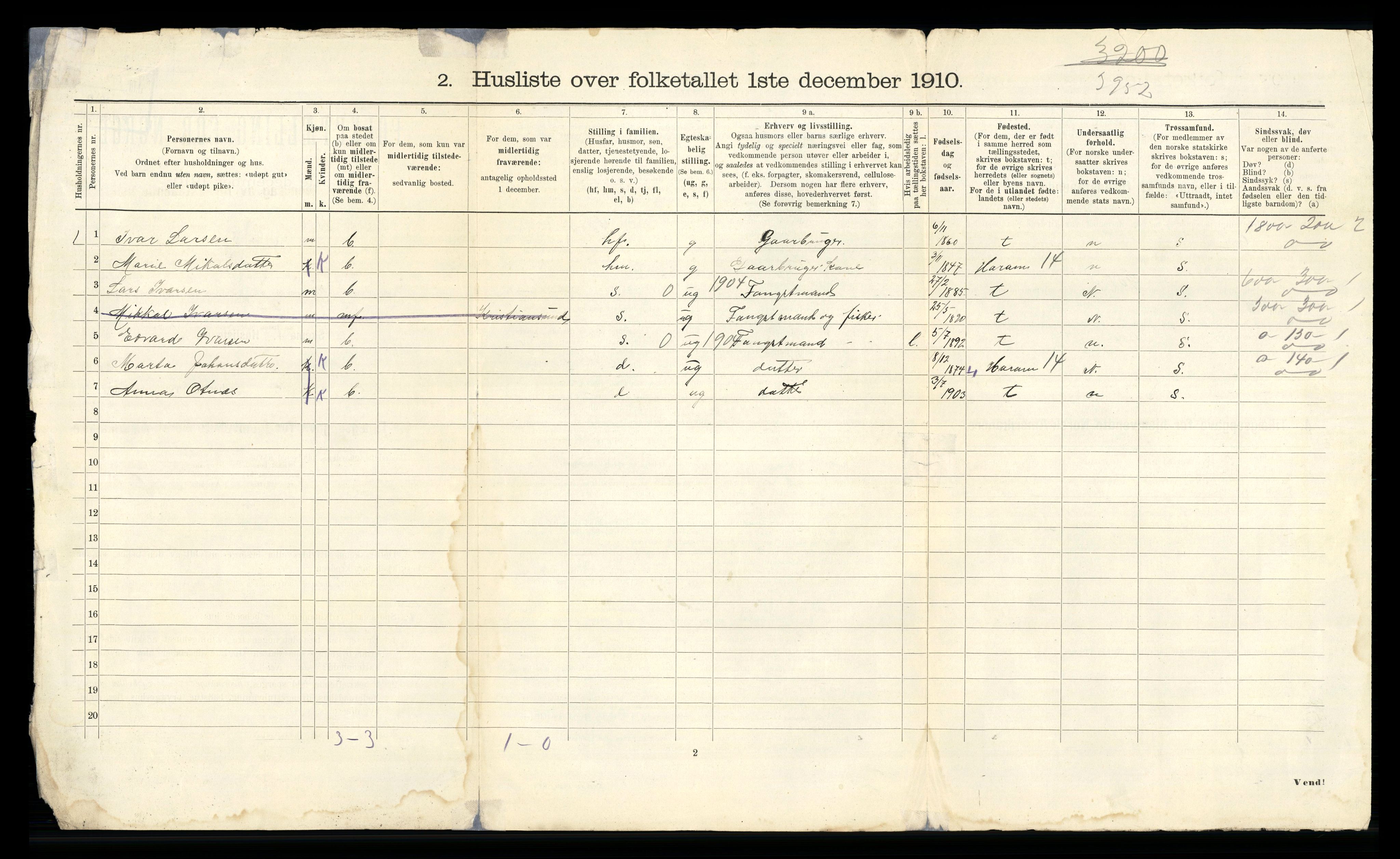 RA, 1910 census for Hjørundfjord, 1910, p. 45