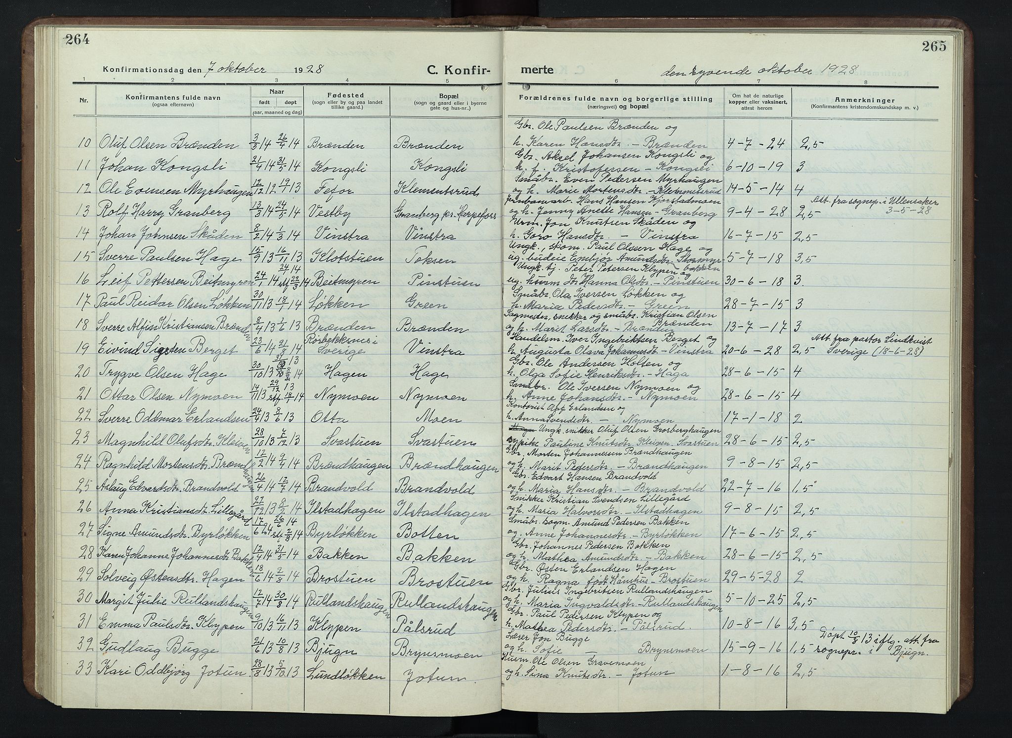 Nord-Fron prestekontor, AV/SAH-PREST-080/H/Ha/Hab/L0007: Parish register (copy) no. 7, 1915-1946, p. 264-265