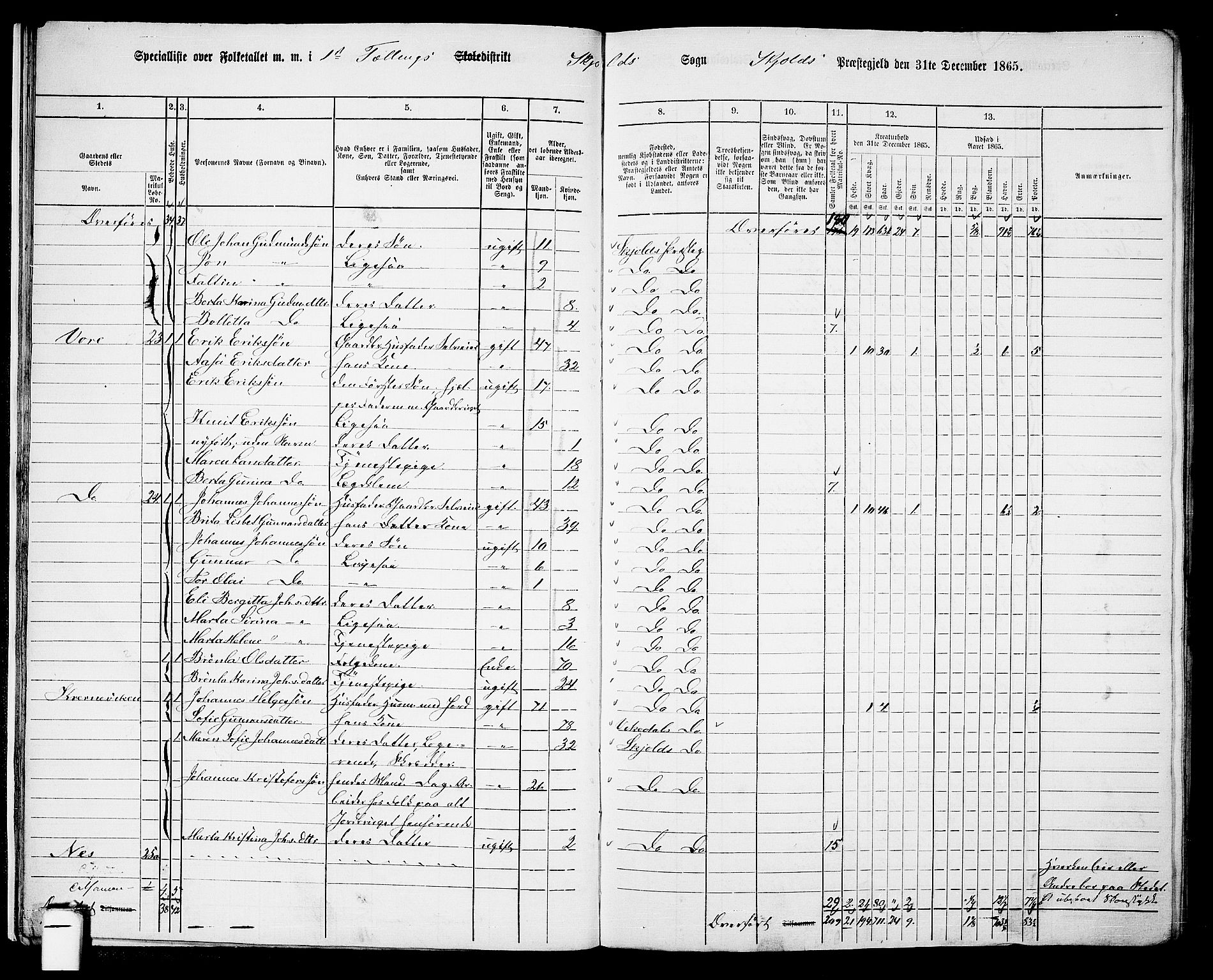 RA, 1865 census for Skjold, 1865, p. 18