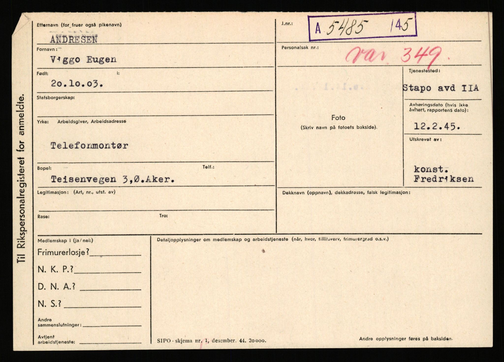 Statspolitiet - Hovedkontoret / Osloavdelingen, AV/RA-S-1329/C/Ca/L0001: Aabakken - Armann, 1943-1945, p. 4299