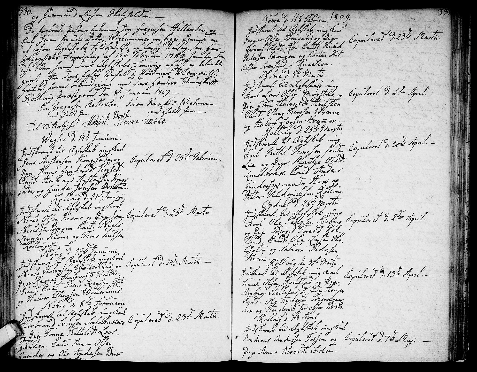 Rollag kirkebøker, SAKO/A-240/F/Fa/L0005: Parish register (official) no. I 5, 1792-1814, p. 336-337