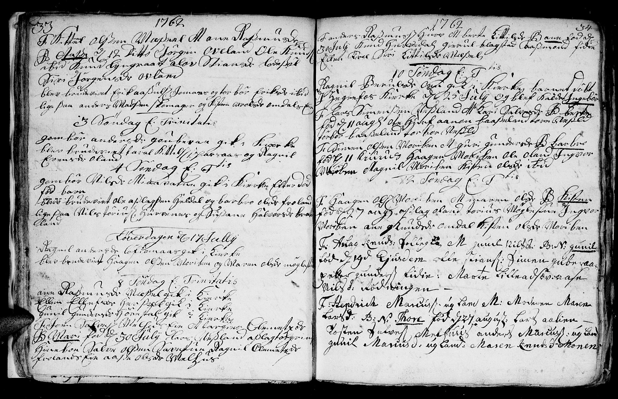Froland sokneprestkontor, SAK/1111-0013/F/Fb/L0003: Parish register (copy) no. B 3, 1759-1776, p. 33-34