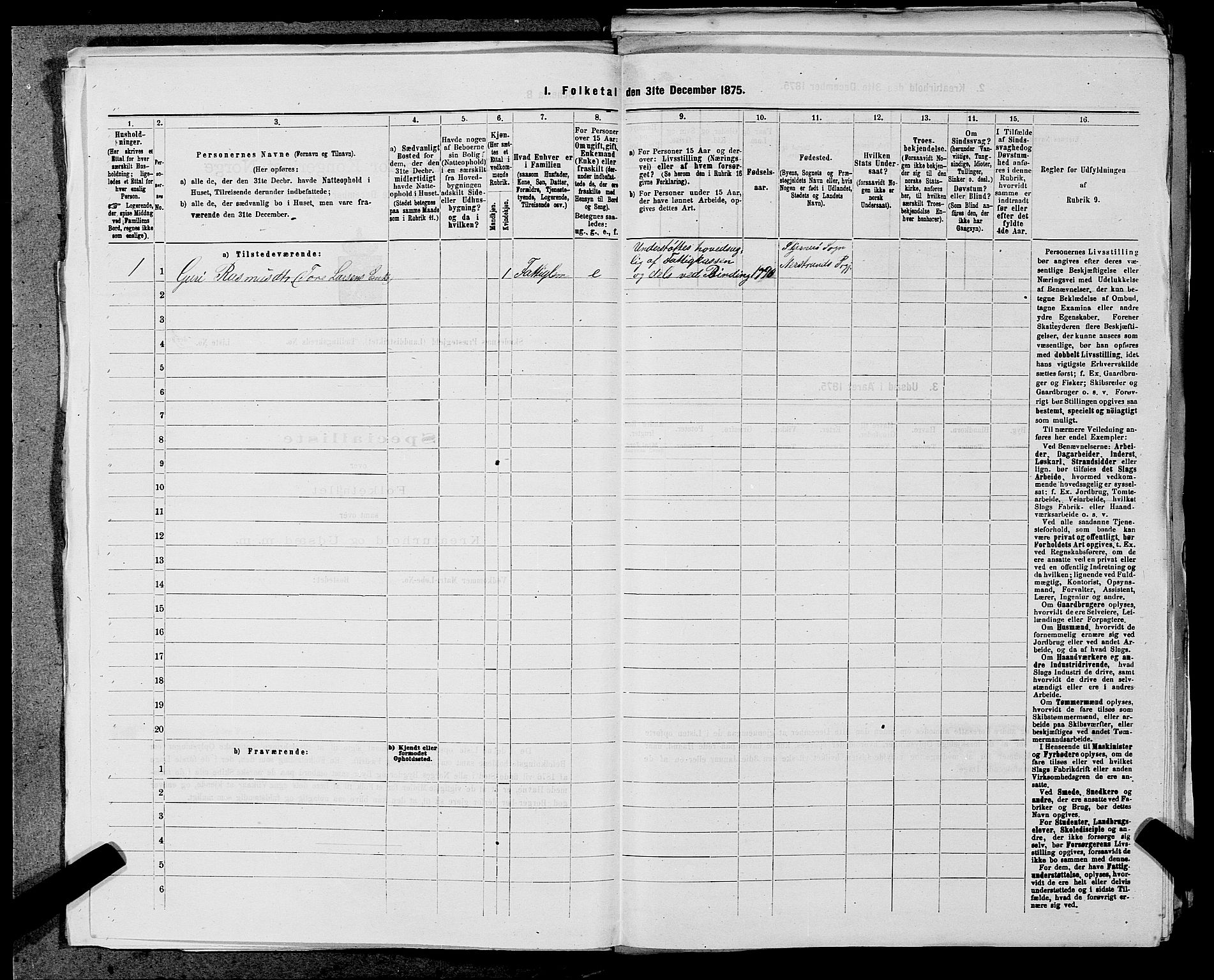 SAST, 1875 census for 1150L Skudenes/Falnes, Åkra og Ferkingstad, 1875, p. 927