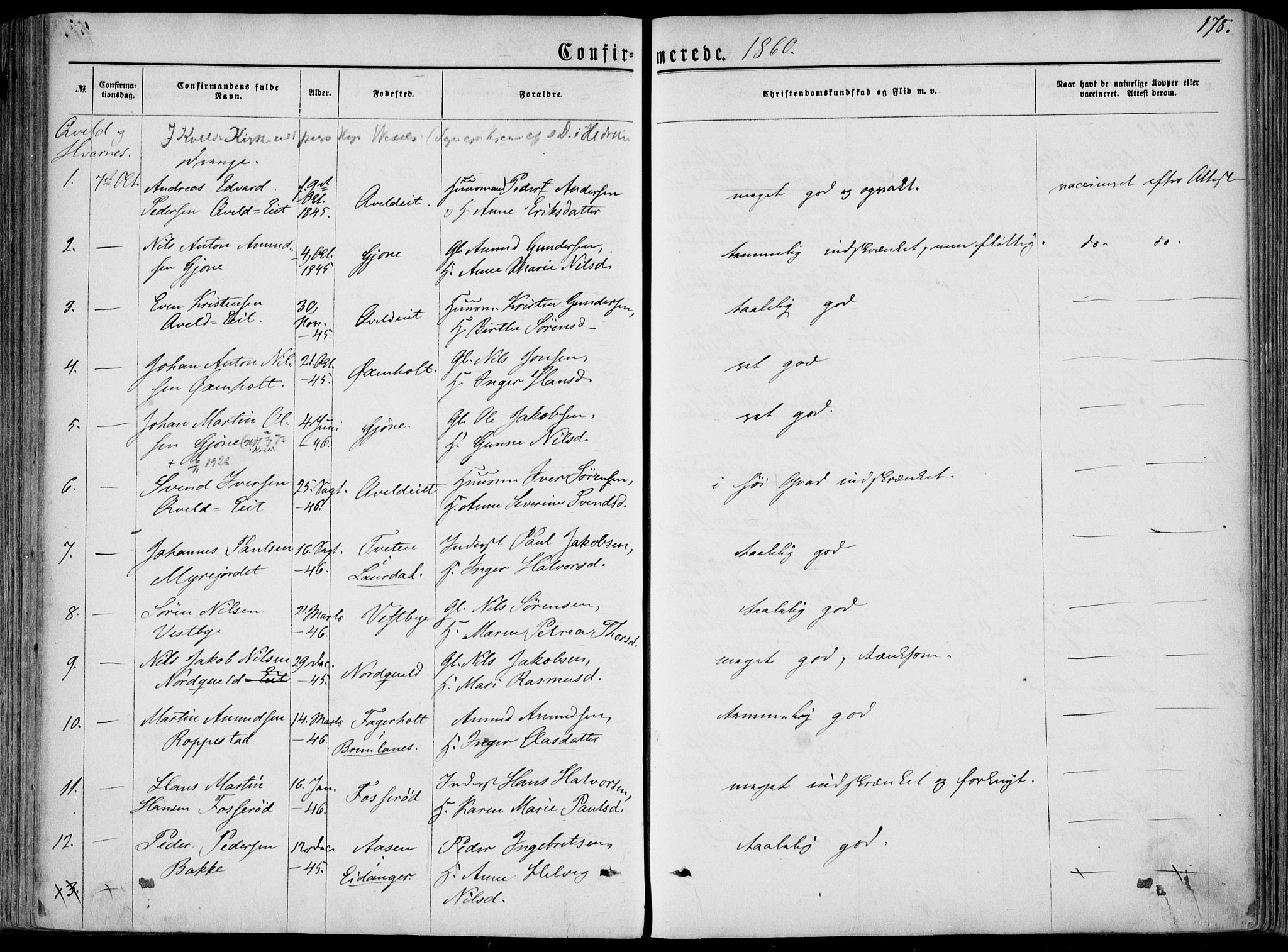 Hedrum kirkebøker, AV/SAKO-A-344/F/Fa/L0007: Parish register (official) no. I 7, 1857-1868, p. 178