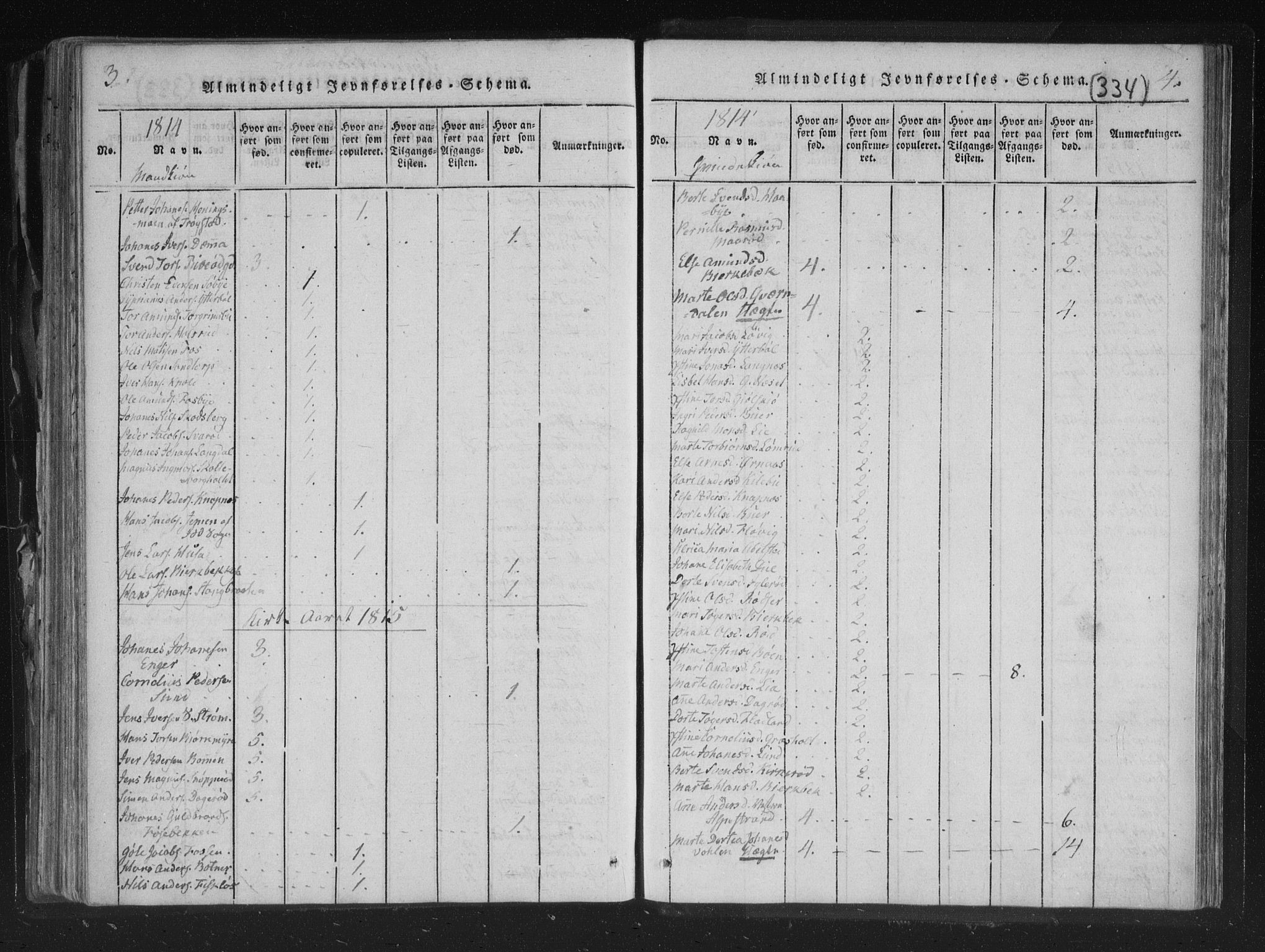 Aremark prestekontor Kirkebøker, AV/SAO-A-10899/F/Fc/L0001: Parish register (official) no. III 1, 1814-1834, p. 3-4