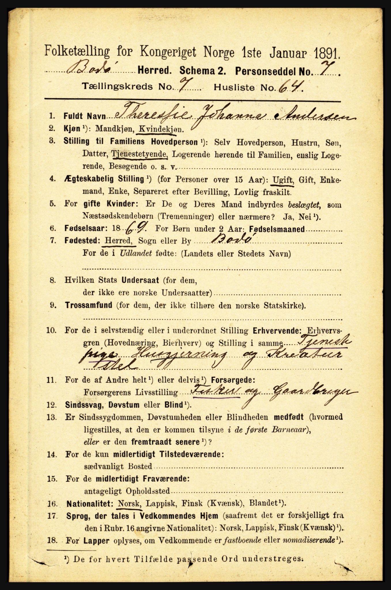 RA, 1891 census for 1843 Bodø, 1891, p. 5086