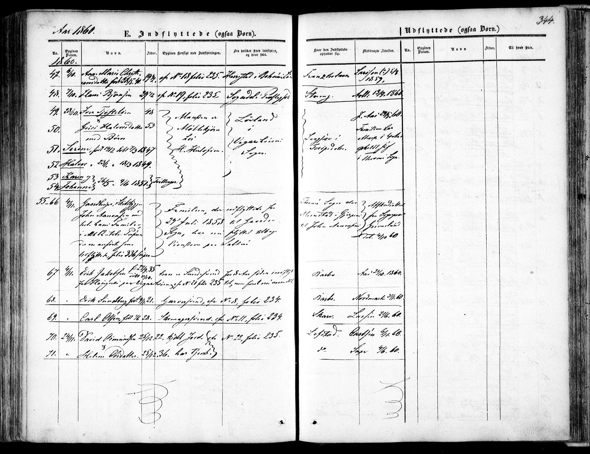 Tromøy sokneprestkontor, SAK/1111-0041/F/Fa/L0006: Parish register (official) no. A 6, 1855-1863, p. 344