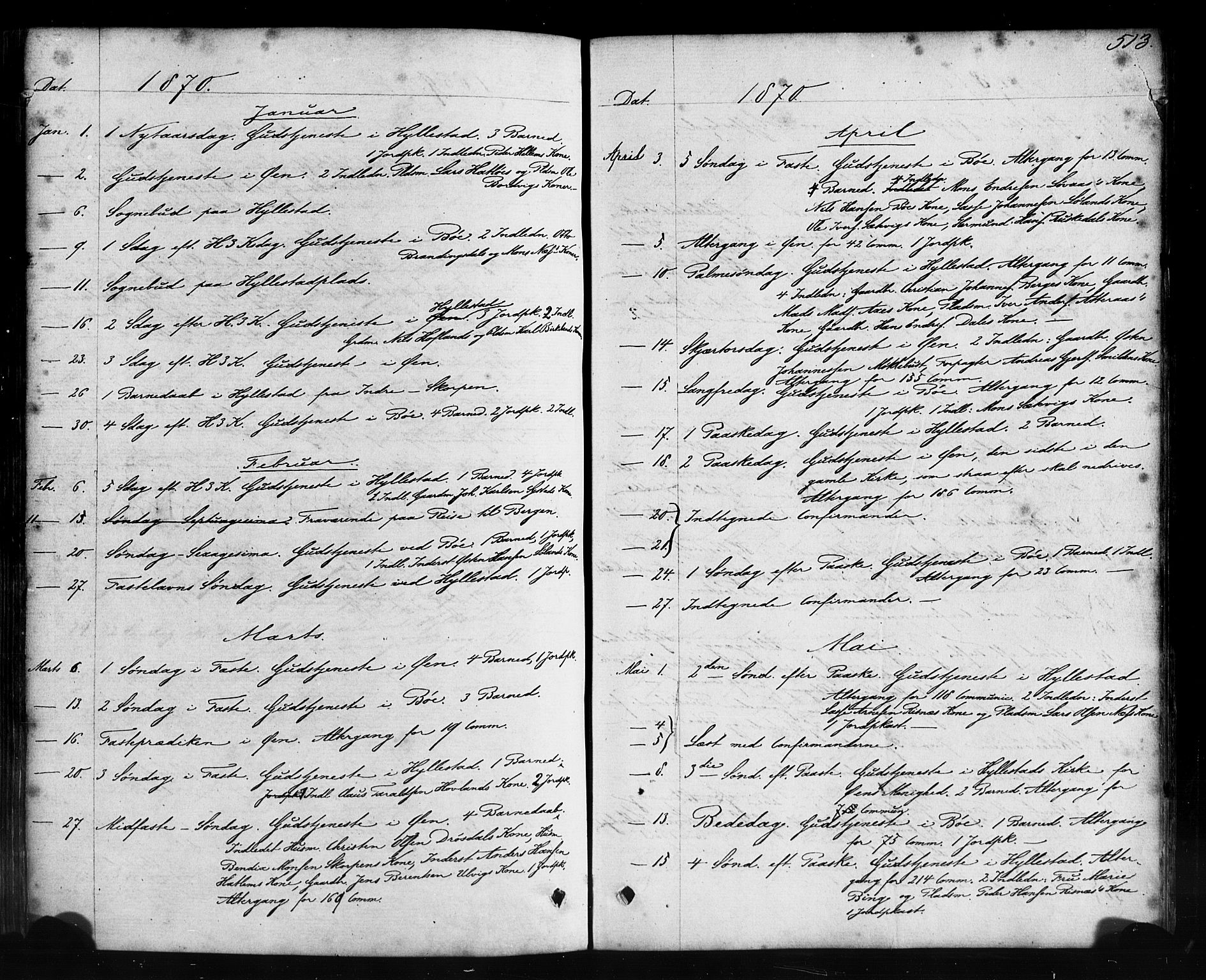 Hyllestad sokneprestembete, SAB/A-80401: Parish register (official) no. A 1, 1861-1886, p. 513