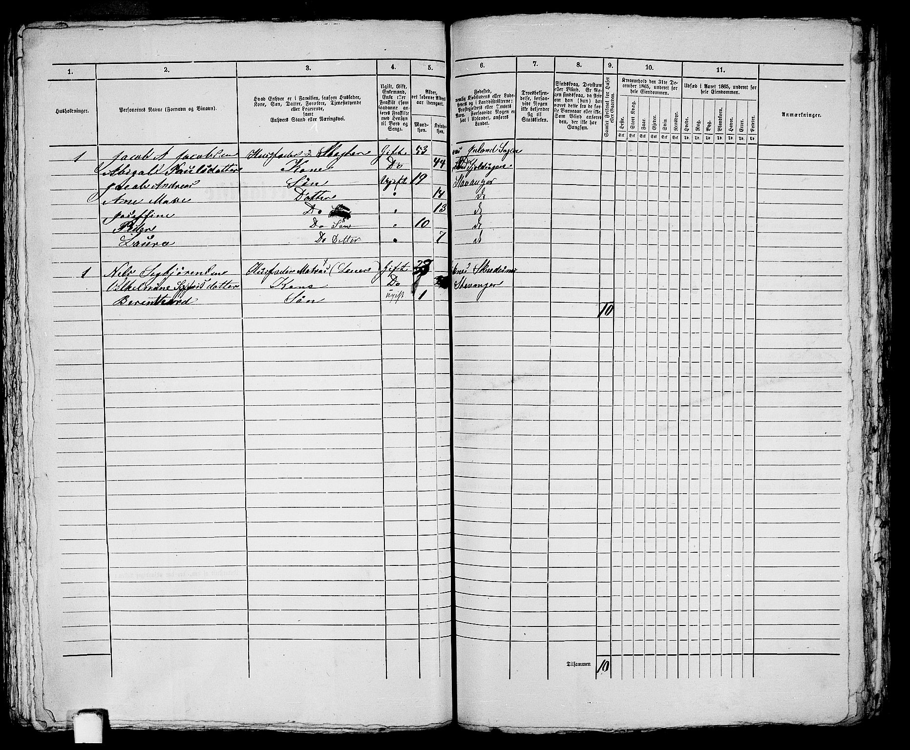 RA, 1865 census for Stavanger, 1865, p. 2897