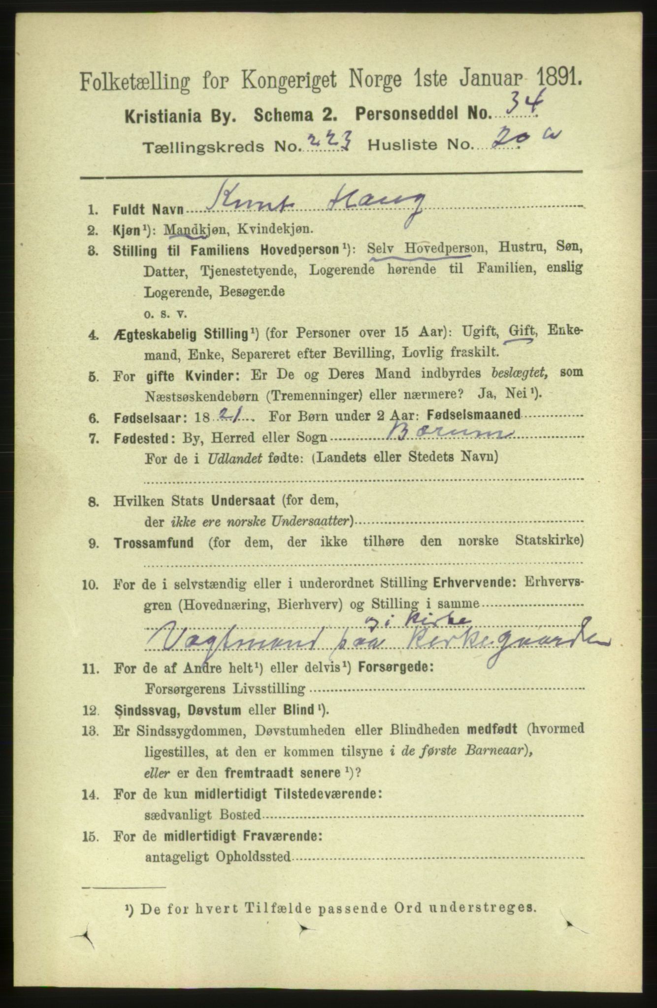 RA, 1891 census for 0301 Kristiania, 1891, p. 135139