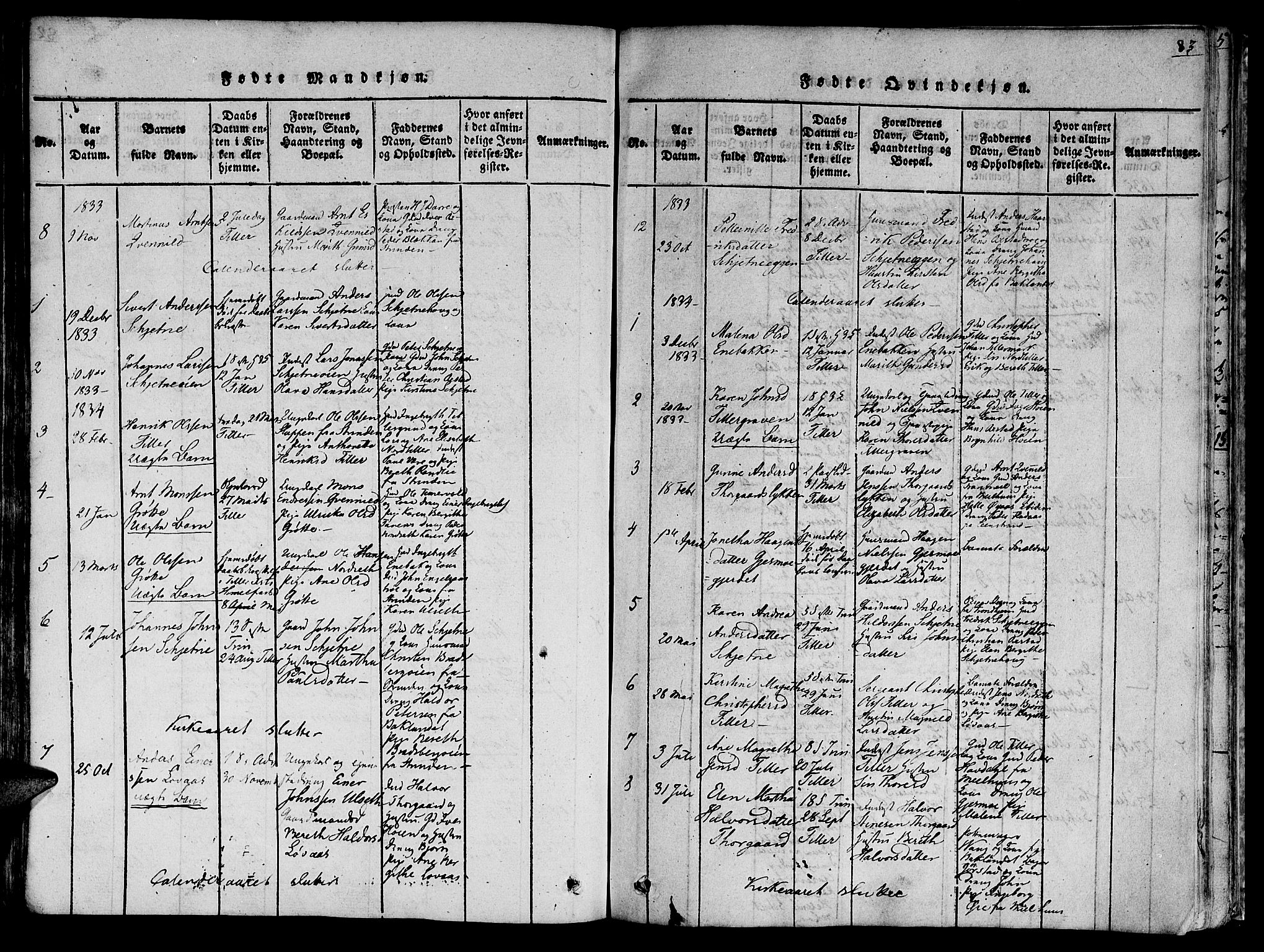 Ministerialprotokoller, klokkerbøker og fødselsregistre - Sør-Trøndelag, SAT/A-1456/618/L0440: Parish register (official) no. 618A04 /2, 1816-1843, p. 83