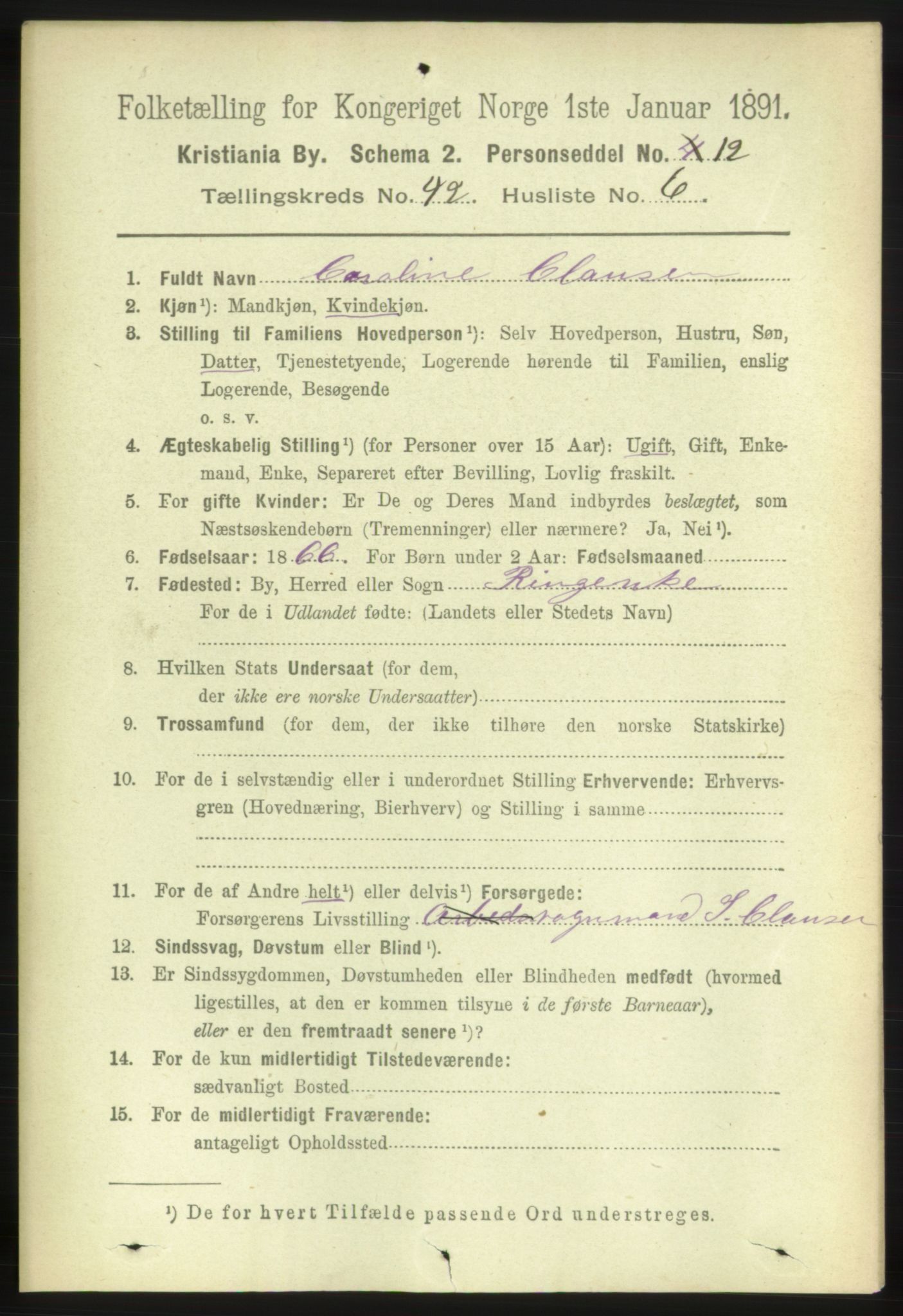 RA, 1891 census for 0301 Kristiania, 1891, p. 24966