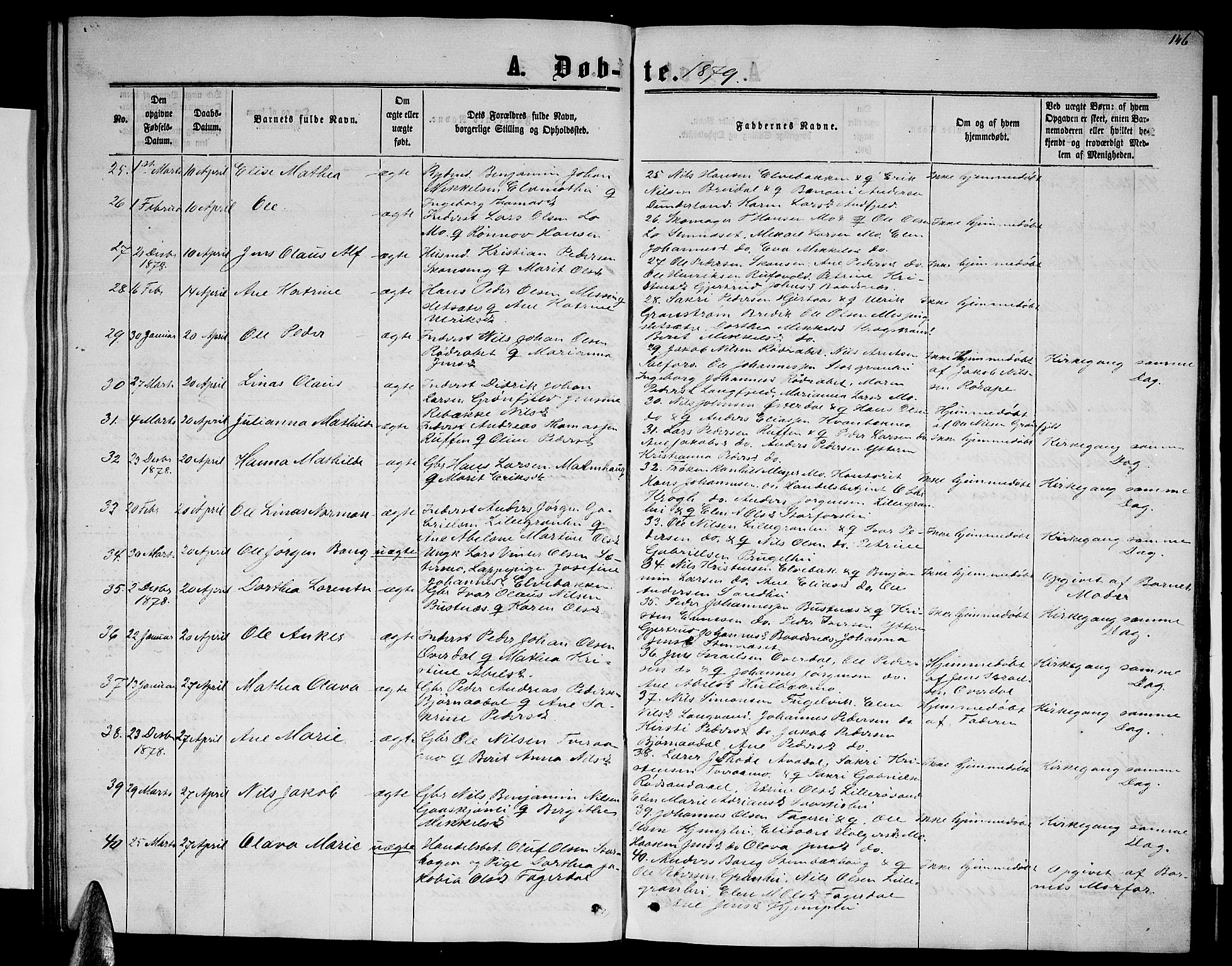 Ministerialprotokoller, klokkerbøker og fødselsregistre - Nordland, SAT/A-1459/827/L0415: Parish register (copy) no. 827C04, 1864-1886, p. 146