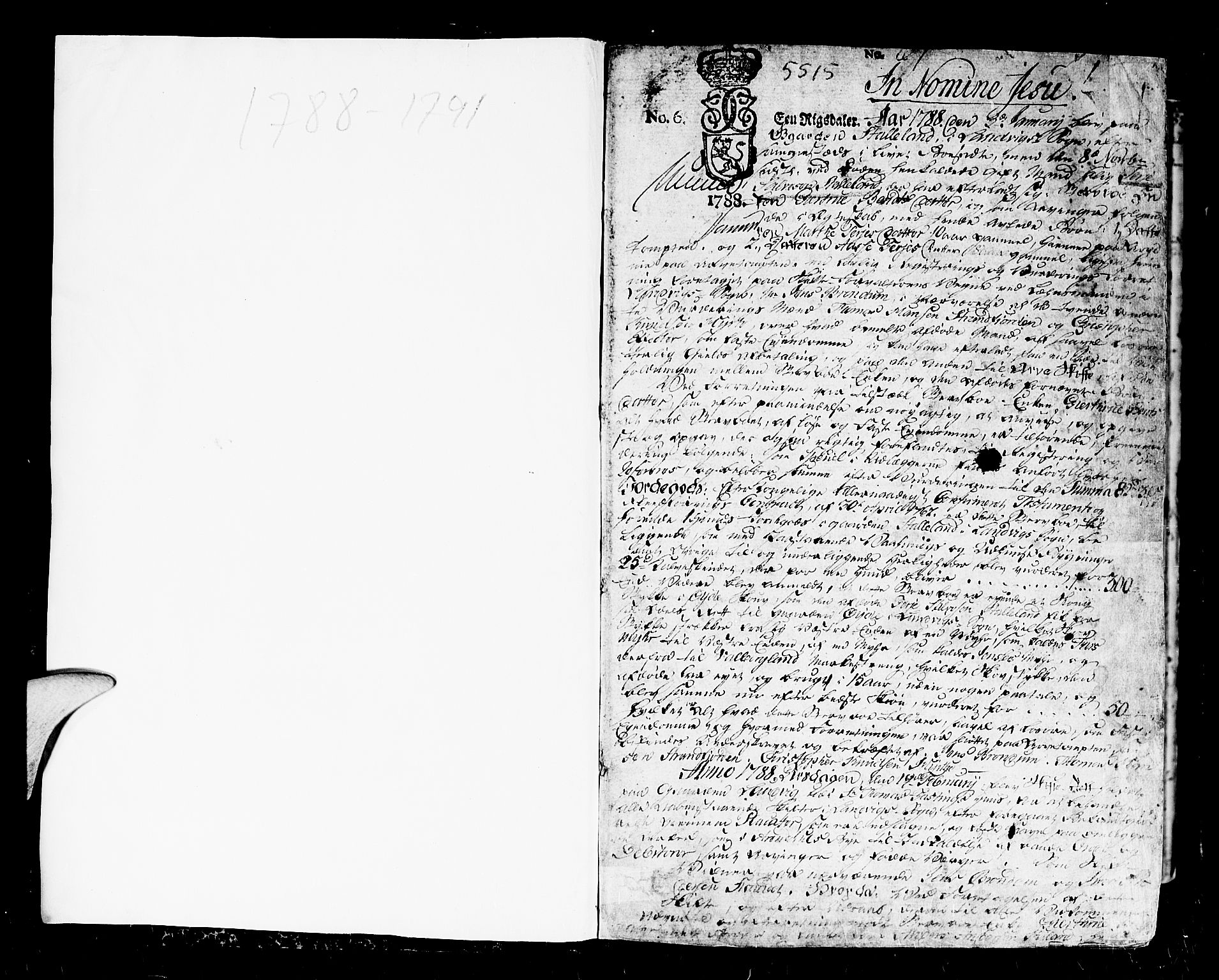 Nedenes sorenskriveri før 1824, SAK/1221-0007/H/Hc/L0040: Skifteprotokoll med register nr 27, 1788-1791, p. 0b-1a