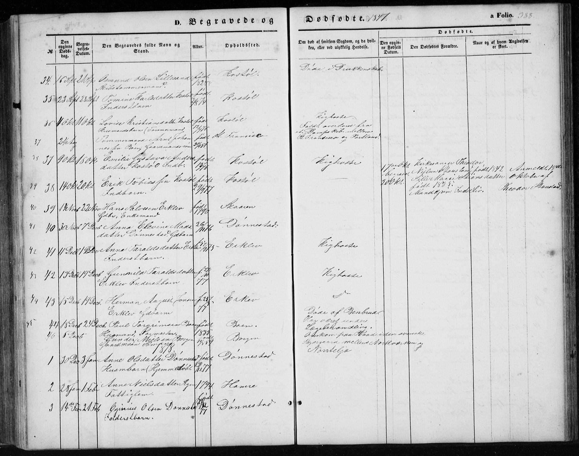 Tveit sokneprestkontor, AV/SAK-1111-0043/F/Fb/L0003: Parish register (copy) no. B 3, 1854-1886, p. 388