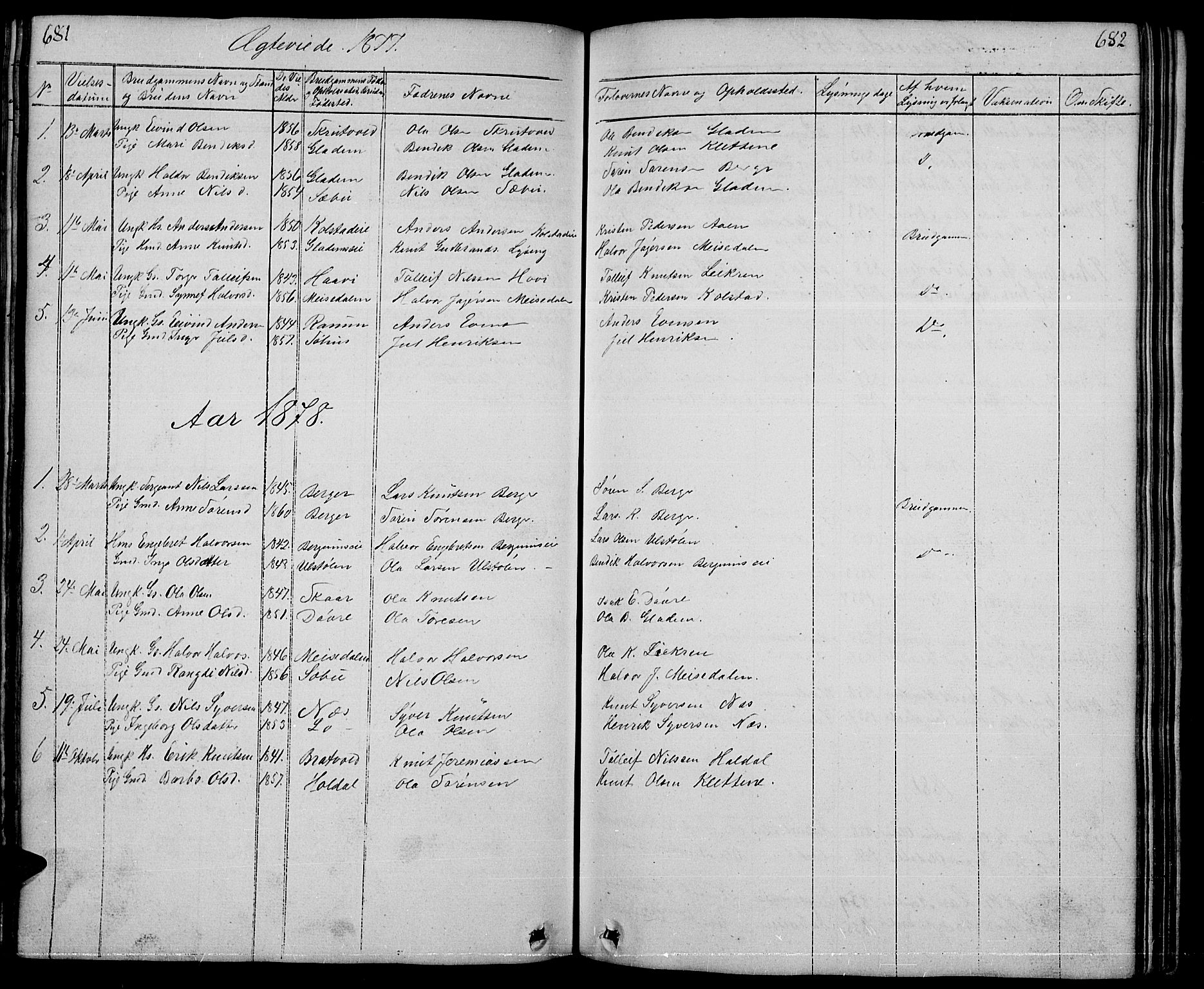 Nord-Aurdal prestekontor, AV/SAH-PREST-132/H/Ha/Hab/L0001: Parish register (copy) no. 1, 1834-1887, p. 681-682