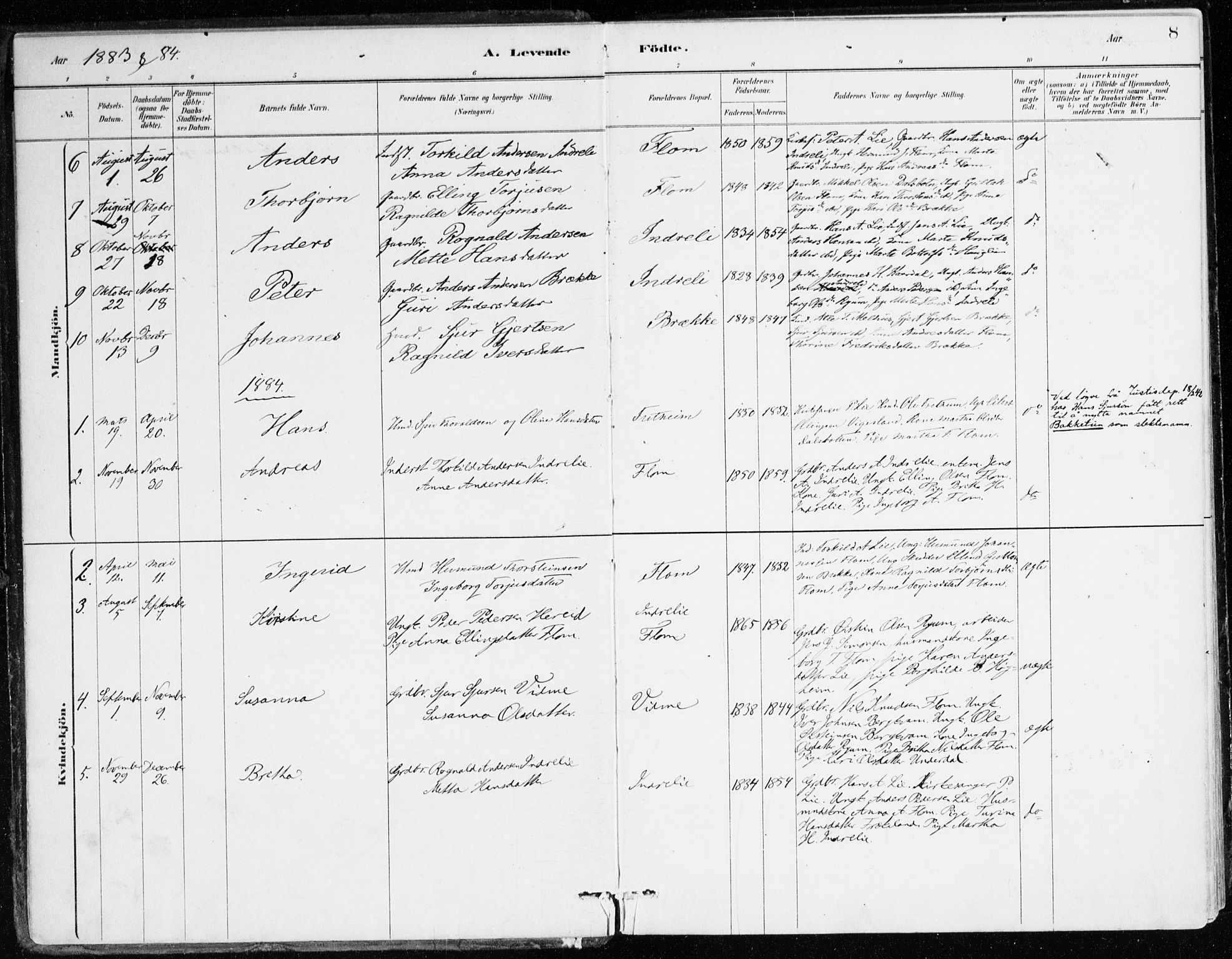 Aurland sokneprestembete, SAB/A-99937/H/Ha/Hac/L0001: Parish register (official) no. C 1, 1880-1921, p. 8