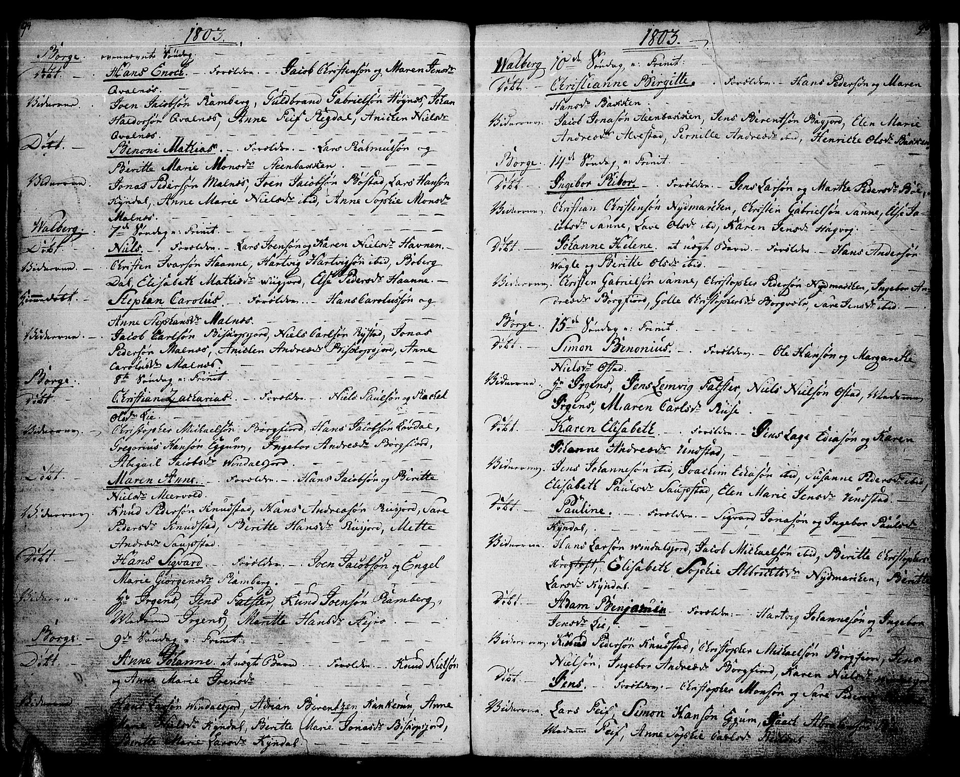 Ministerialprotokoller, klokkerbøker og fødselsregistre - Nordland, SAT/A-1459/880/L1129: Parish register (official) no. 880A03, 1796-1821, p. 94-95
